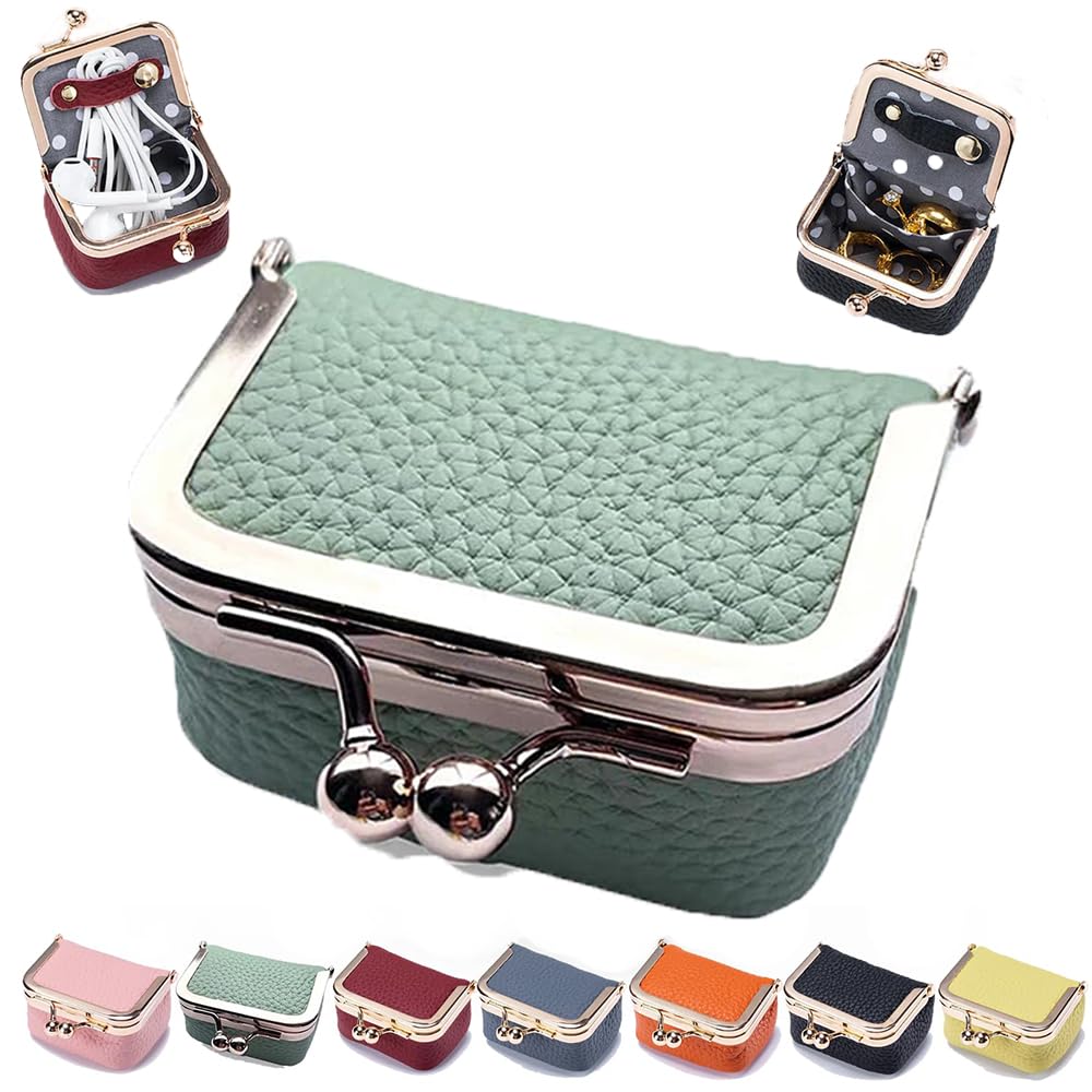 Genuine Leather Mini Jewelry Box for Women - Small Travel Ring Case & Jewelry Organizer (Green) | Perfect for Travel, Wedding Proposals, Gift Giving & Jewelry Storage