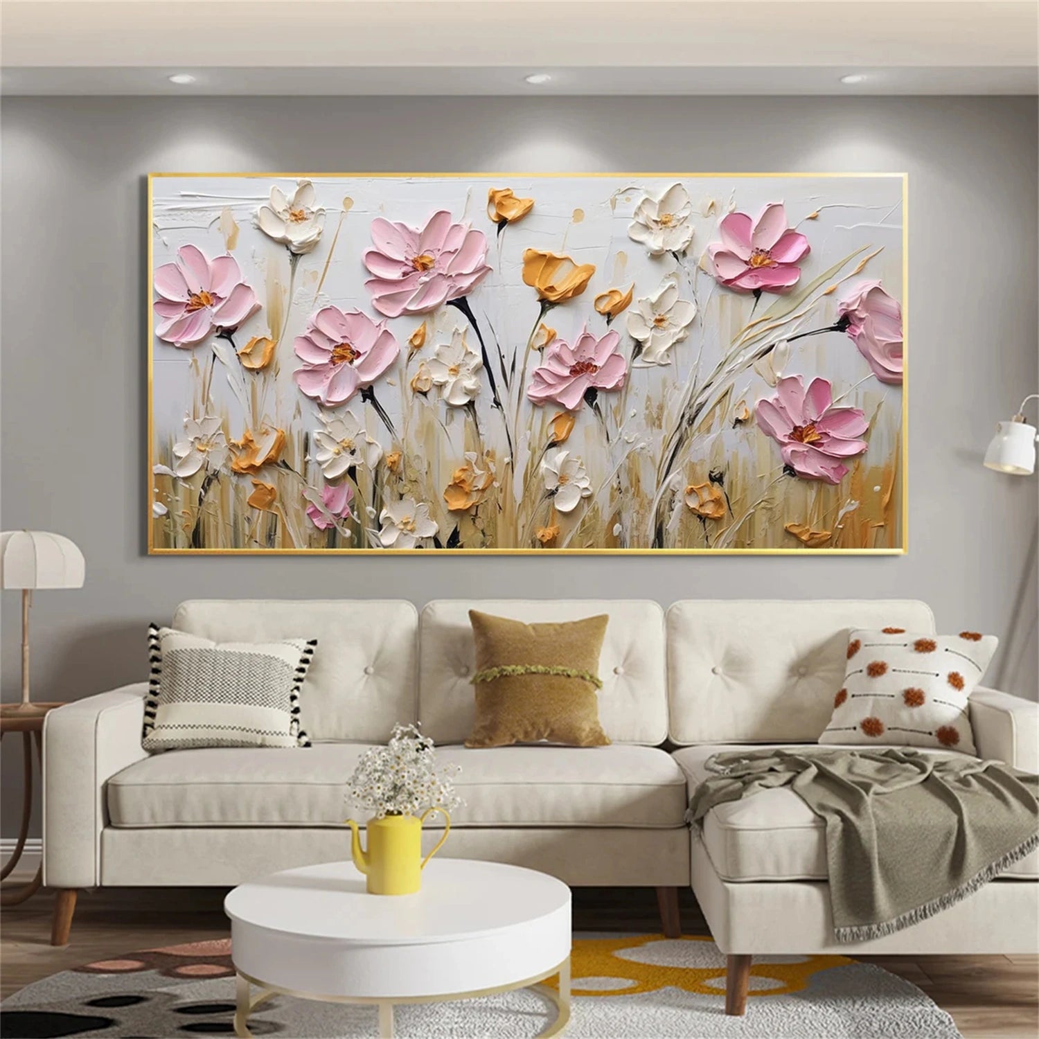 Flower and Tree Painting #FT118 - Handmade Canvas Wall Art for Home Decor, Living Room, Bedroom & Office
