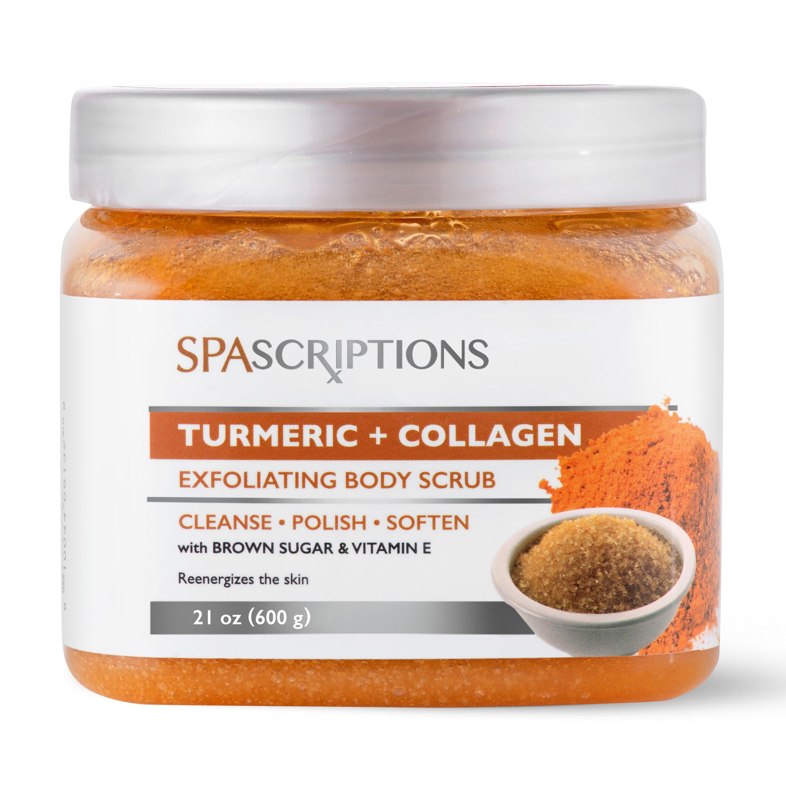 Spascriptions Turmeric Body Scrub 21 oz - Exfoliating & Moisturizing for Smooth Skin - Perfect for Spa Day & Self-Care Routine