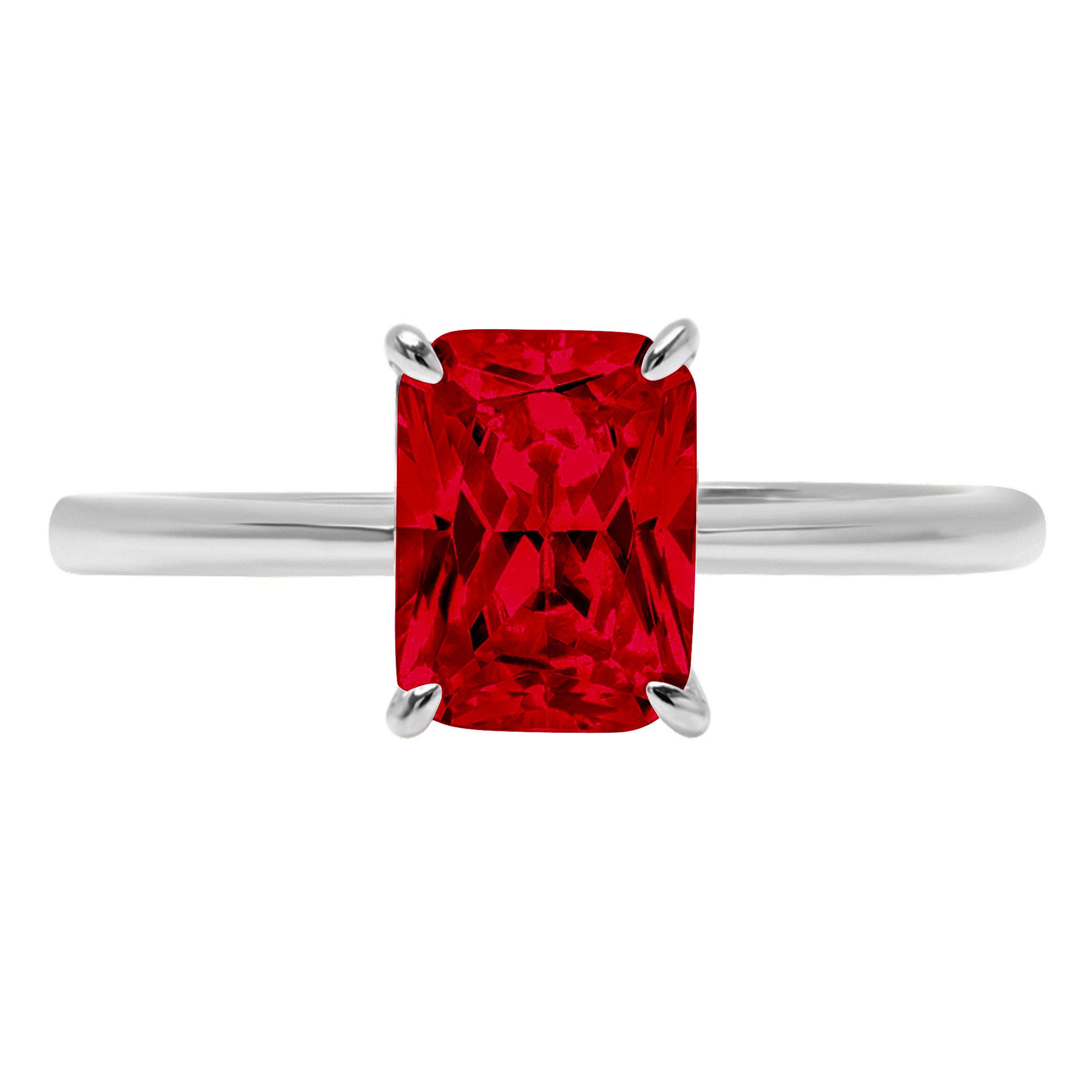 2.5ct Natural VVS1 Red Garnet Solitaire Engagement Ring - Brilliant Radiant Cut, 4-Prong Setting in Solid 18K White Gold - Perfect for Wedding, Bridal, Promise & Anniversary Gifts for Women - Elegant Jewelry for Special Occasions & Everyday Wear