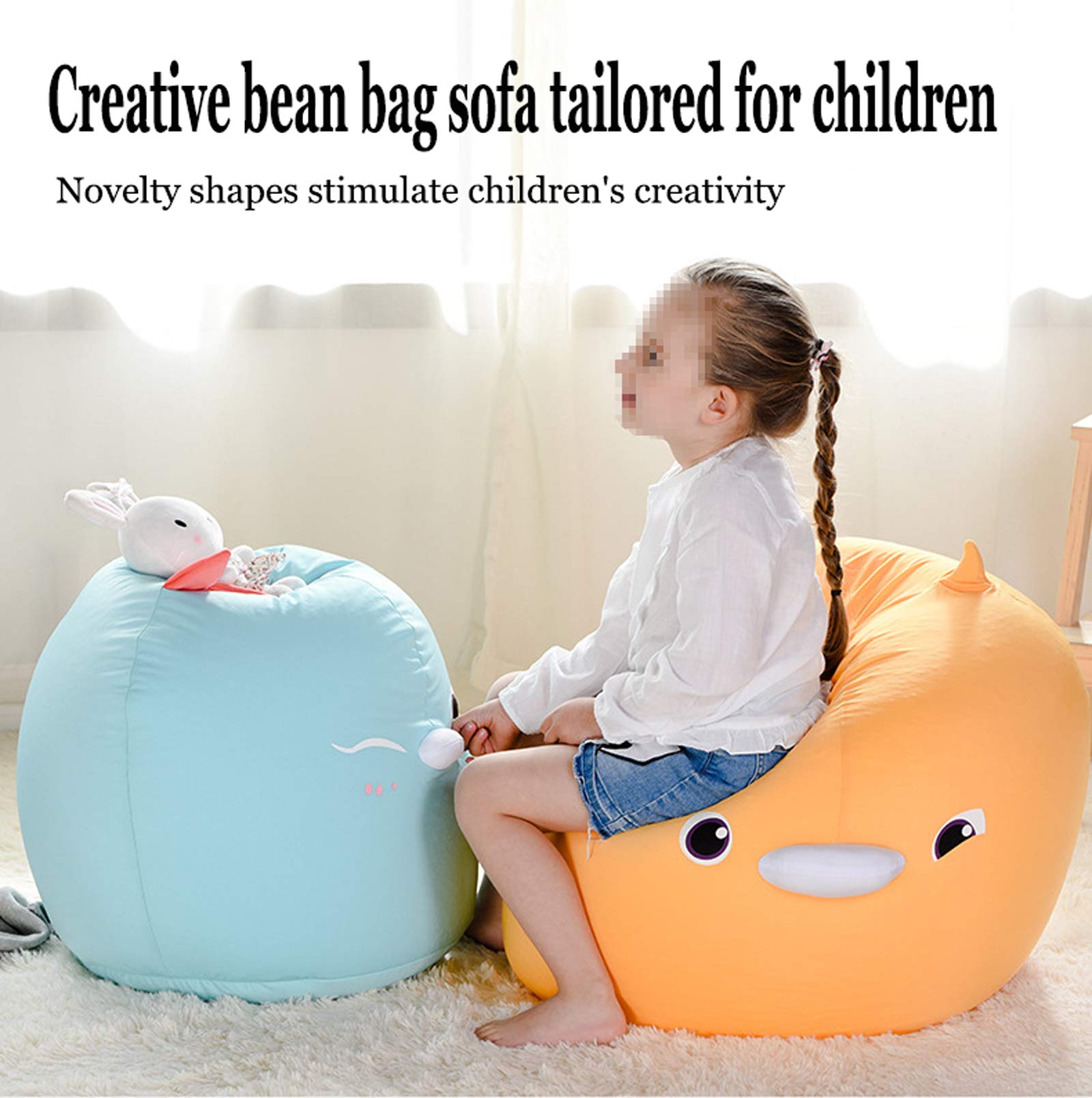 Classic Bean Bag Chair Cover - Washable Sofa Slipcover & Toy Storage Organizer for Kids and Adults (Empty, No Filling) - Perfect for Playrooms, Dorms & Living Rooms