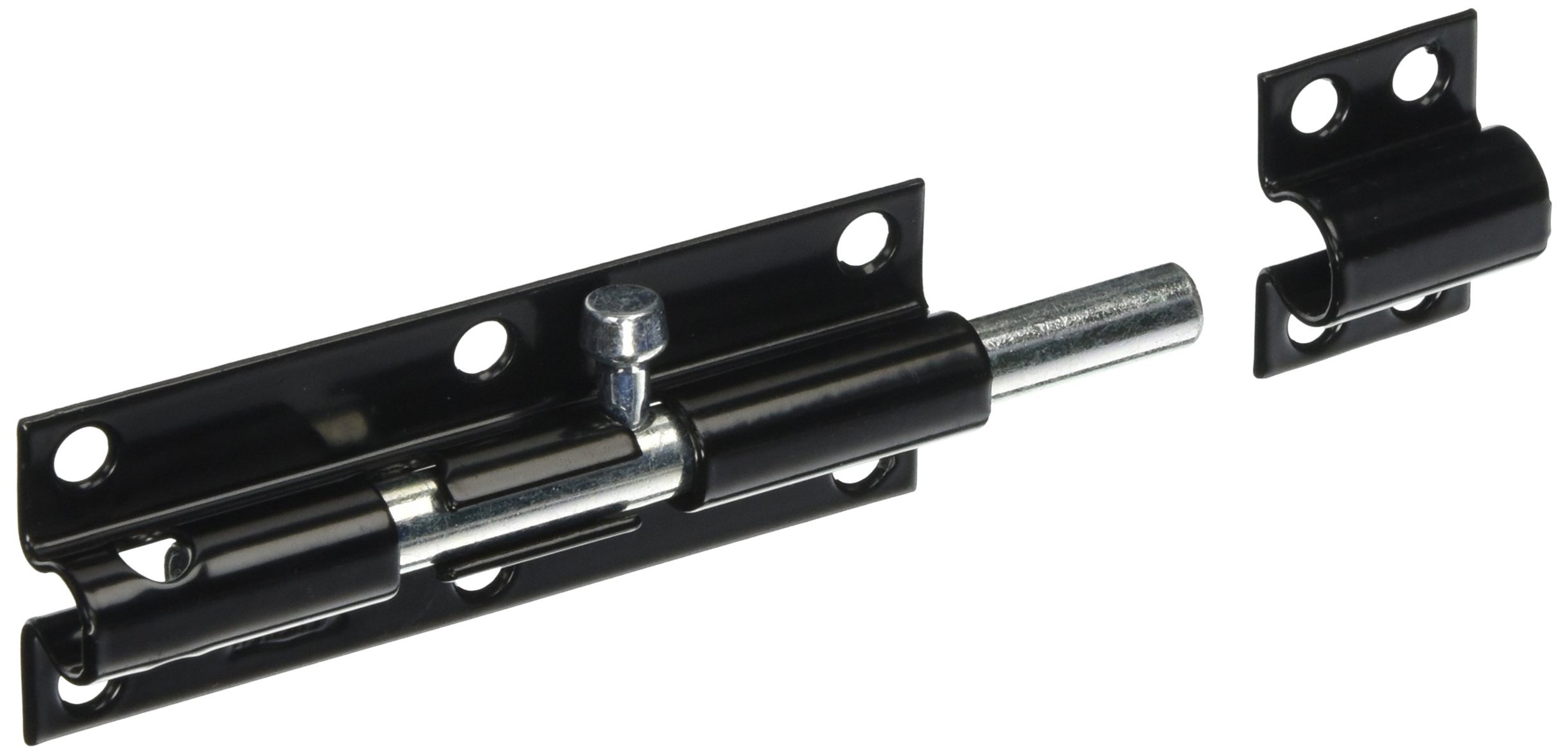 Heavy Duty 6-Inch Black Barrel Bolt Lock for Doors & Gates - High Security Stainless Steel Latch by National Hardware - Perfect for Sheds, Fences, Barns & Storage Security