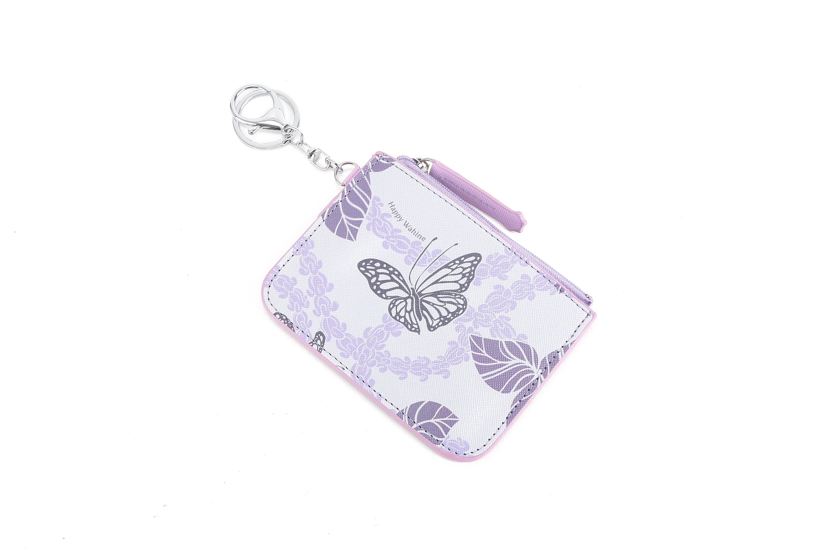 May Crownflower Purple Leather Card Holder - Slim RFID Blocking Wallet for Credit Cards & ID - Perfect for Travel, Business, and Everyday Use