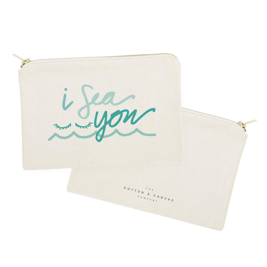 The Cotton & Canvas Co. I Sea You Summer Beach Cosmetic Bag - Waterproof Travel Makeup Pouch for Women | Perfect for Beach Vacations, Pool Parties & Weekend Getaways