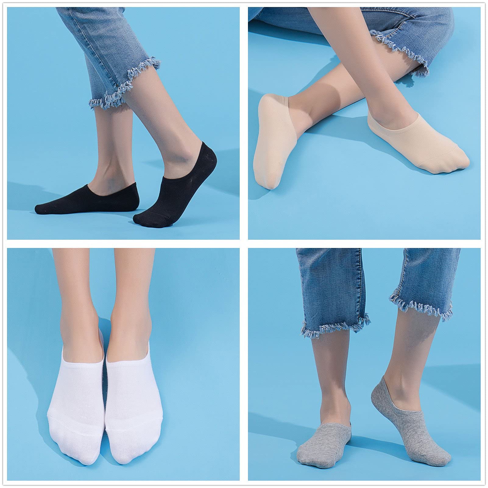 4 Pairs No Show Socks for Women - Non Slip, Breathable & Comfortable Low Cut Invisible Liner Socks - Perfect for Boat Shoes, Sneakers & Everyday Wear