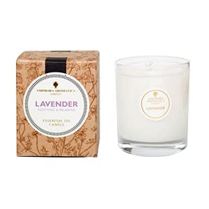 Amphora Aromatics Lavender Scented 40-Hour Soy Wax Candle for Relaxation & Stress Relief | Home Spa, Yoga, Meditation & Bedroom Aromatherapy