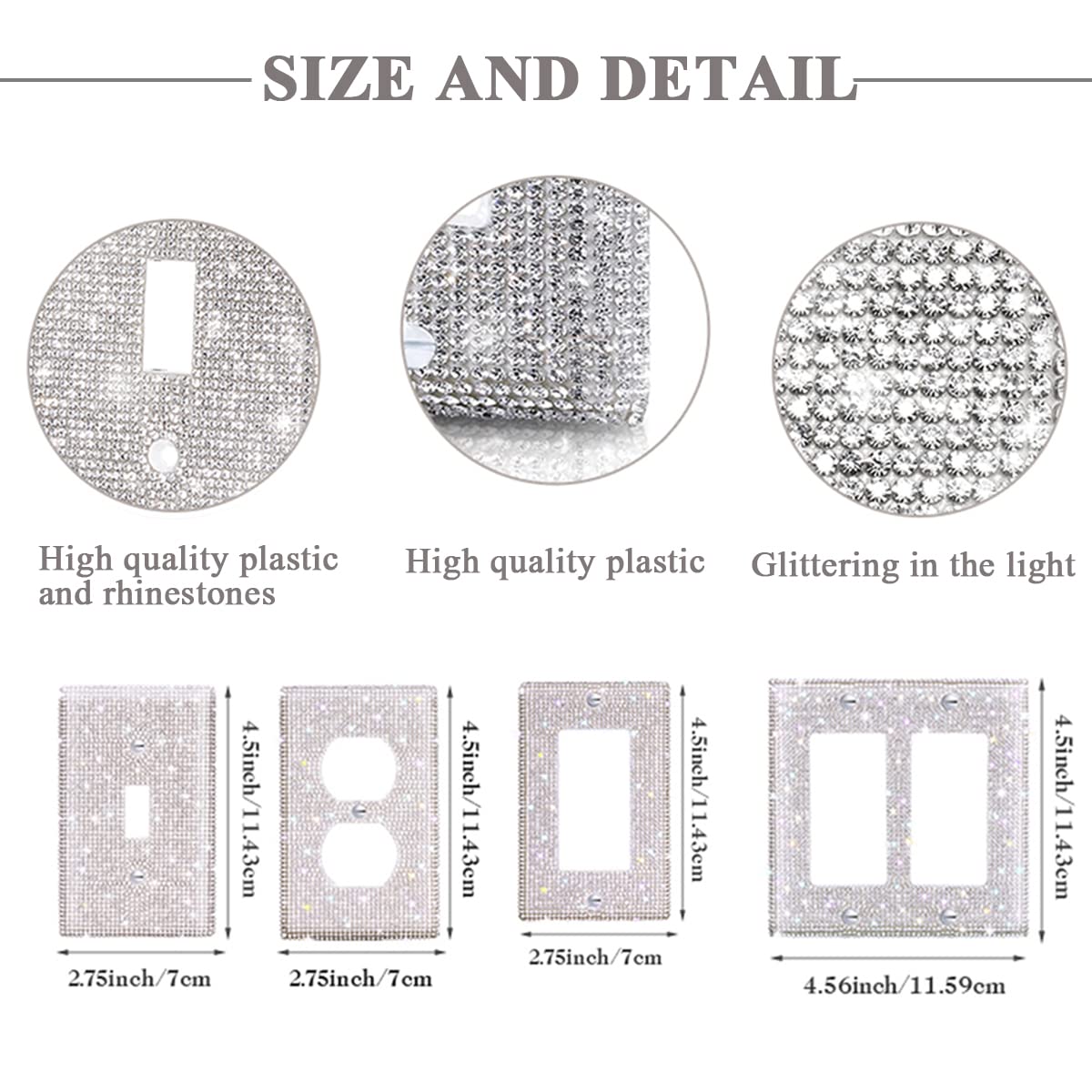 (1PCS) Bling Silver Rhinestone Light Switch Cover - Shiny Crystal Sparkle Wall Plate for Bedroom, Living Room, Bathroom Decor - Elegant Home Upgrade