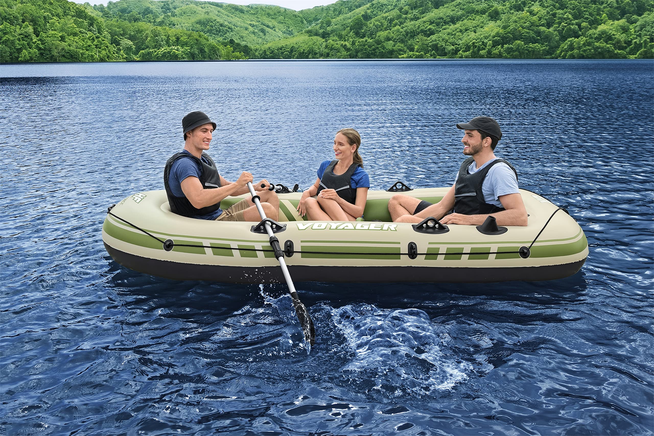 Bestway Hydro-Force Inflatable Raft Set - 2-3 Person Inflatable Boat for Kids & Adults with Oars & Pump | Durable PVC Material for Lakes, Rivers, Ponds | Perfect for Fishing, Camping & Water Recreation
