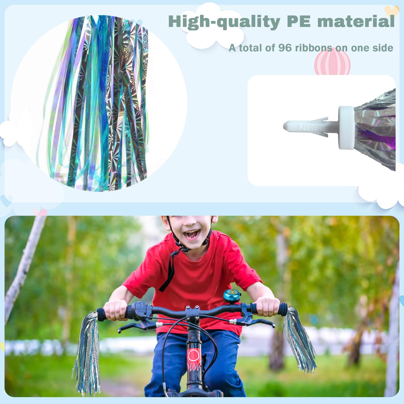 Kids Bike Bell with 2 Streamers - Cute Bicycle Accessories for Boys & Girls - Perfect for Birthday Gifts & Cycling Safety