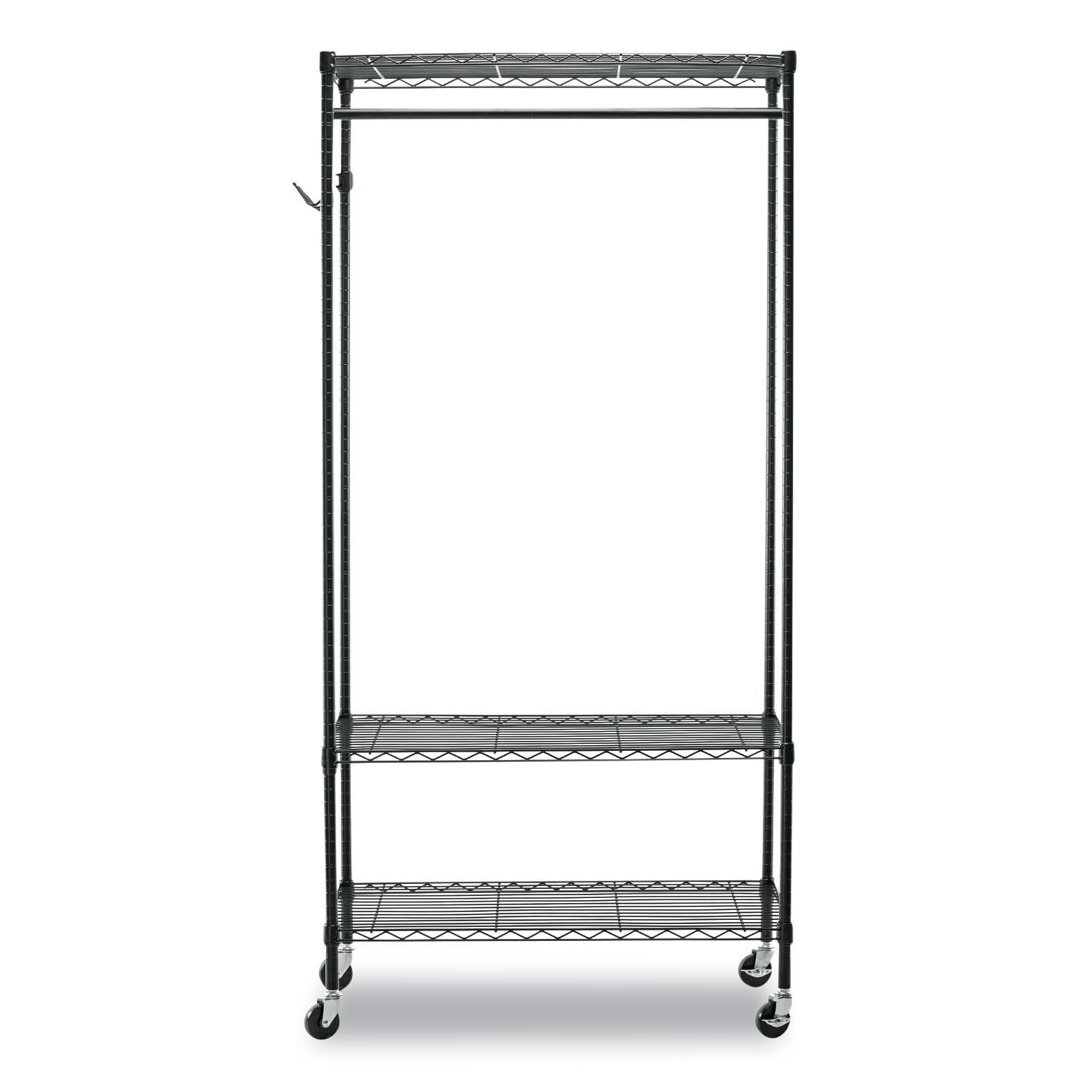 Alera Black Wire Shelving Garment Rack - Heavy Duty Clothes Storage Organizer for Closet, Laundry Room & Retail Stores