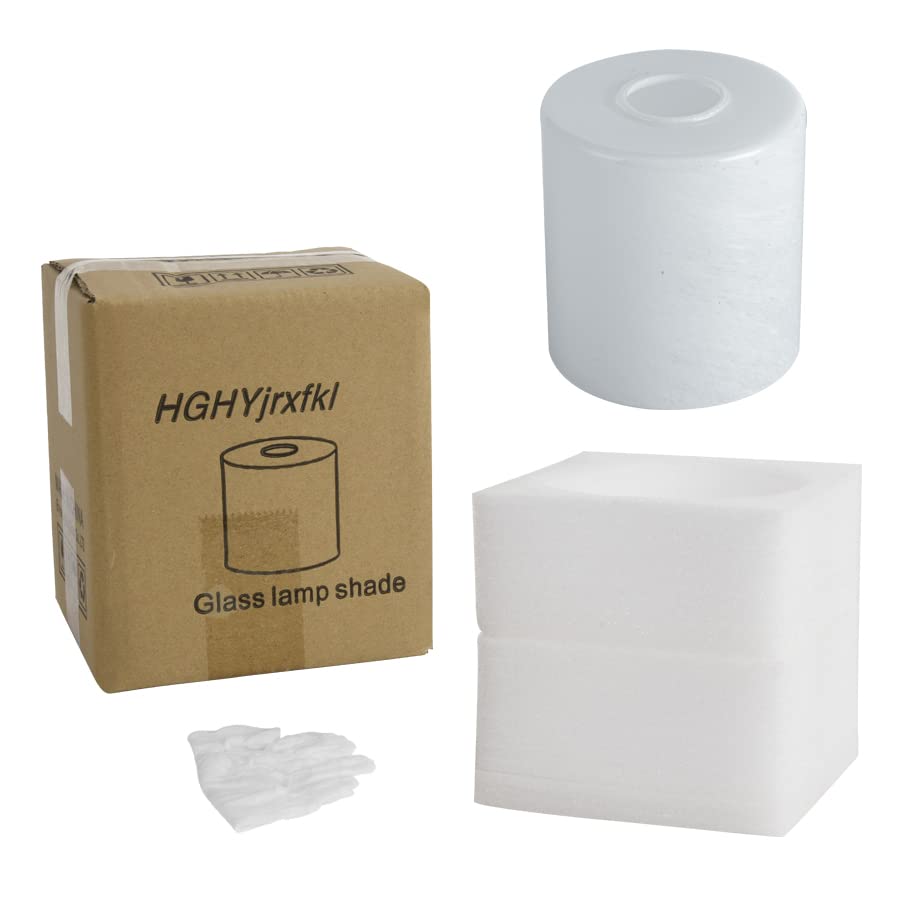 1 Pack Alabaster White Glass Lamp Shade - Cylinder Replacement Shade with 1-5/8