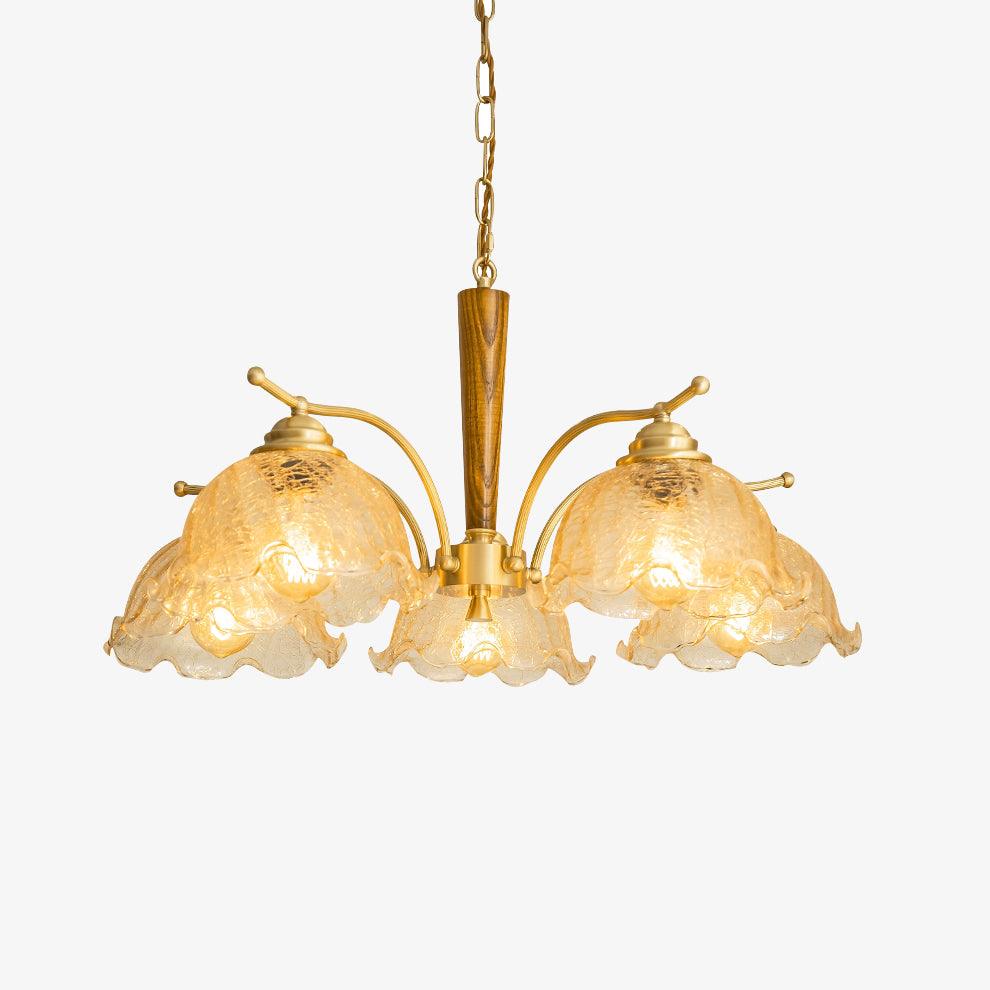 Elegant Crack Flower Chandelier - Vintage Crystal Ceiling Light Fixture for Dining Room, Bedroom & Living Room Decor