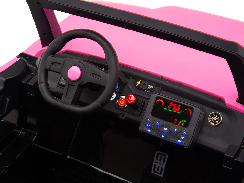24V Red Tiger All Terrain UTV Ride-On Buggy with Remote Control - Pink Electric Kids Car for Off-Road Adventure, Backyard Play & Outdoor Exploration