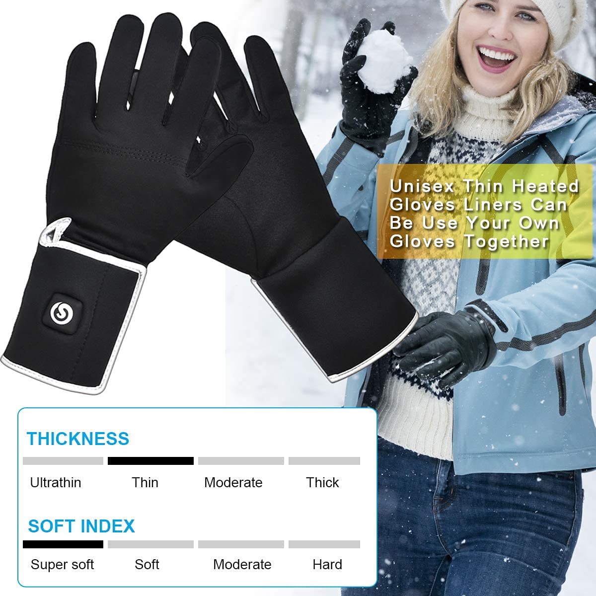 Rechargeable Battery Heated Gloves for Men & Women - Winter Motorcycle Riding, Skiing & Snow Sports Warmth | Cold Weather Hand Warmers