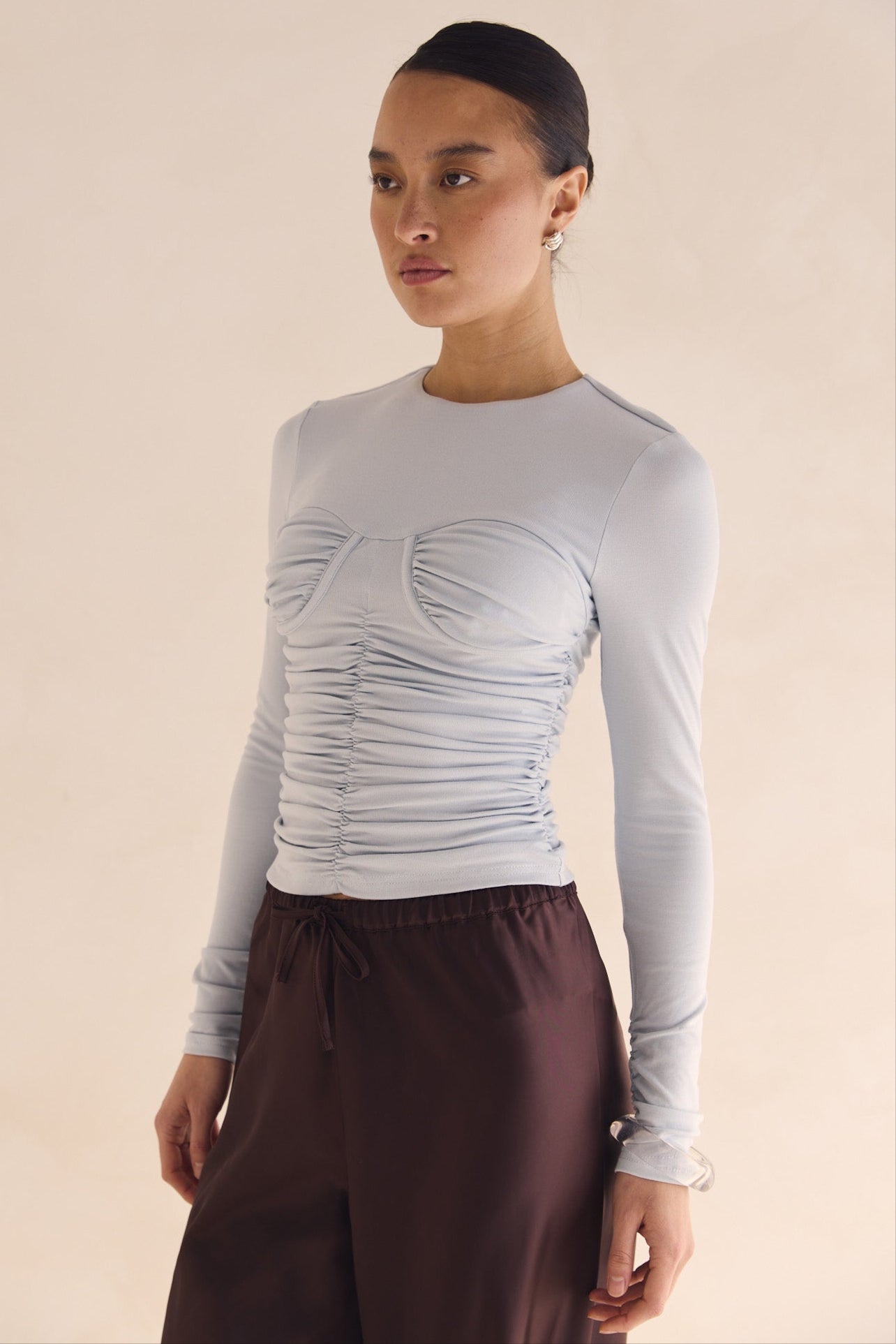 Estelle Women's Long Sleeve Casual Blouse in Light Blue - Perfect for Office Wear & Everyday Outfits