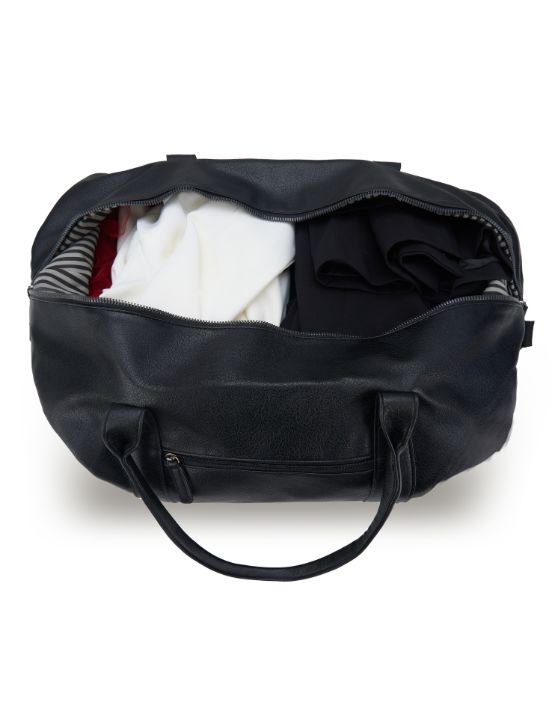 Premium Vegan Leather Duffle Bag for Travel & Gym - Tosca VG012 Black - Stylish Carry-On for Business Trips & Weekend Getaways