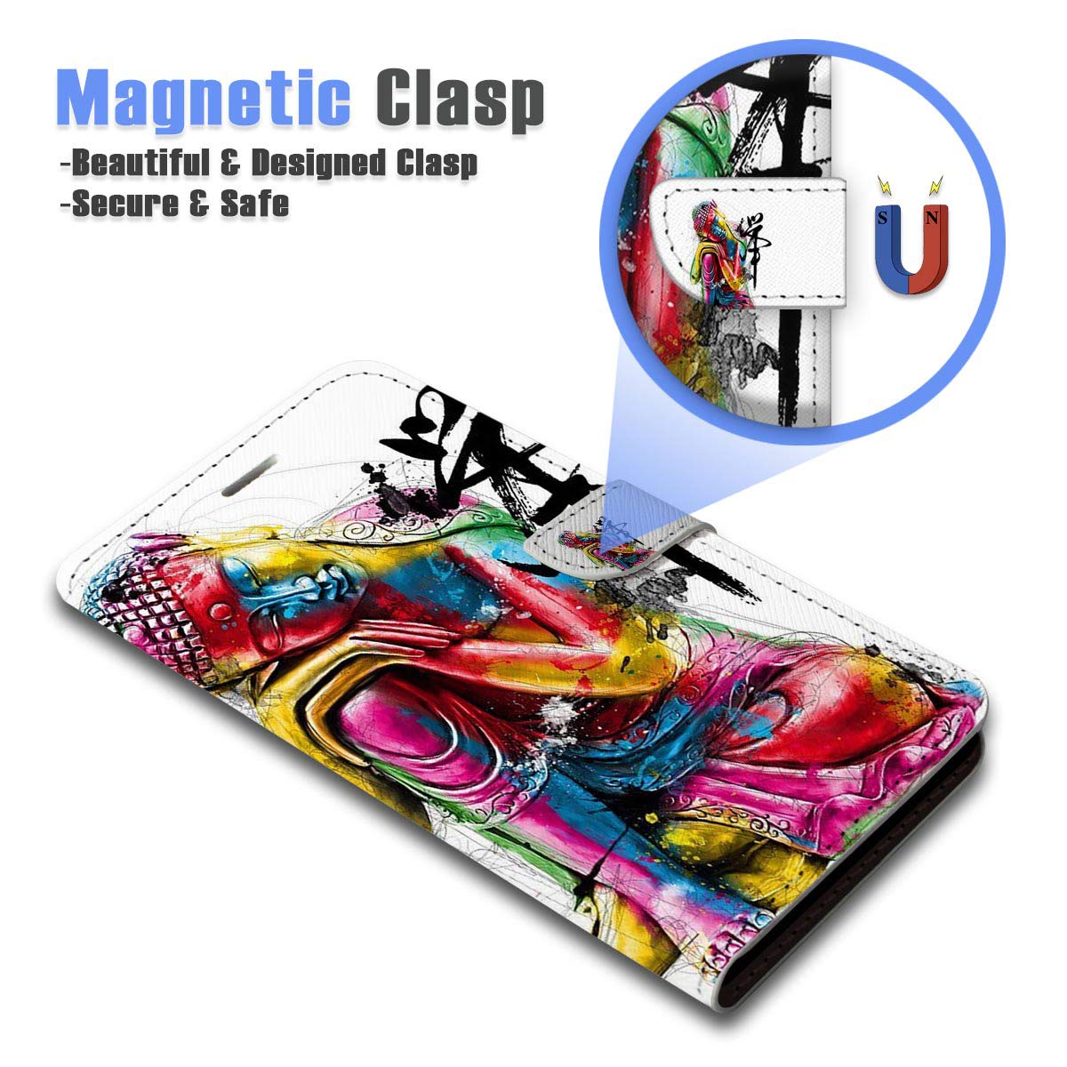 Premium Flip Wallet Phone Case for iPhone 13 Pro Max - Slim Protective Cover with Card Slots & Buddha Design (A23014) | Perfect for Daily Use, Travel & Business Meetings