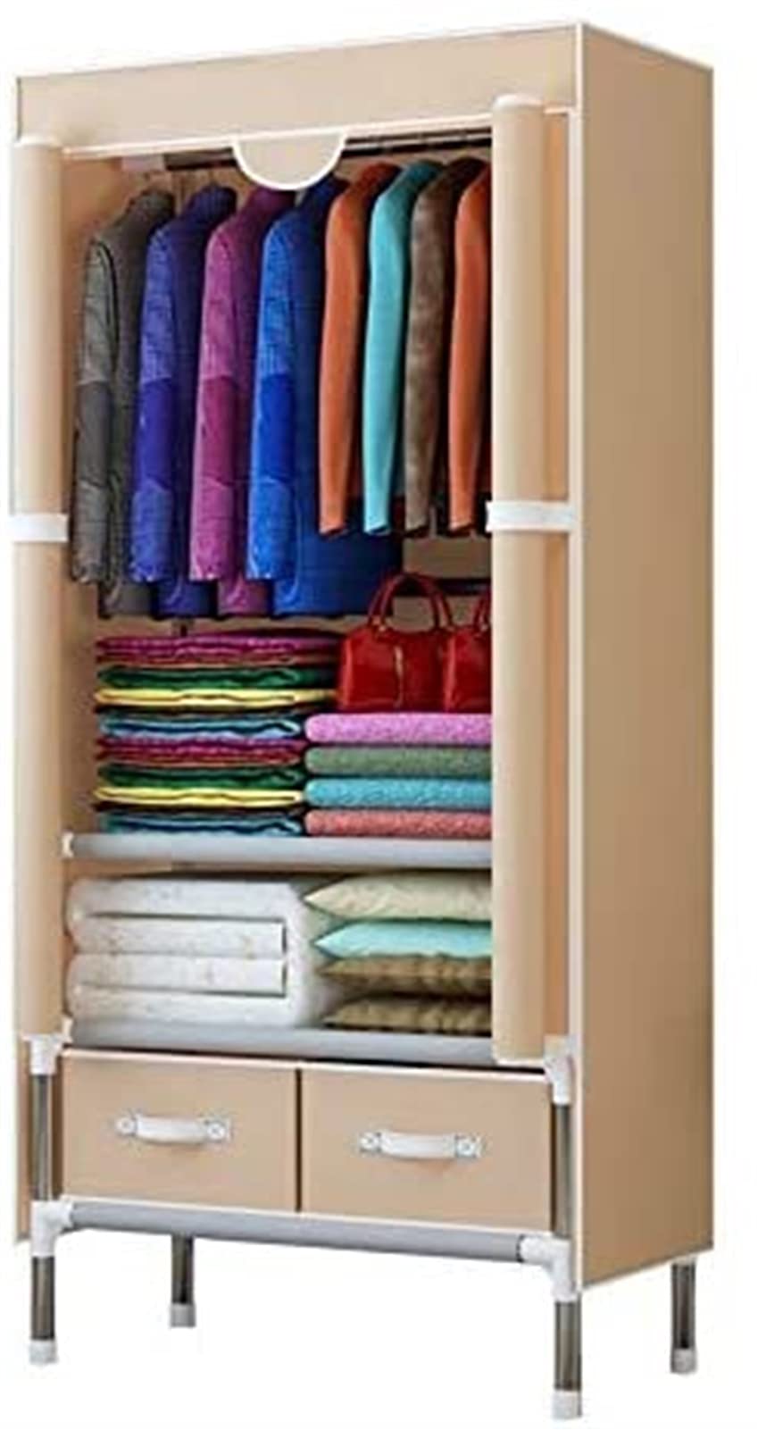 FANJIANI Portable Folding Wardrobe Closet - Dustproof Fabric Storage Cabinet for Bedroom, Home & Office Organization | Space-Saving Clothes Storage Solution for Apartments, Dorms & Small Spaces