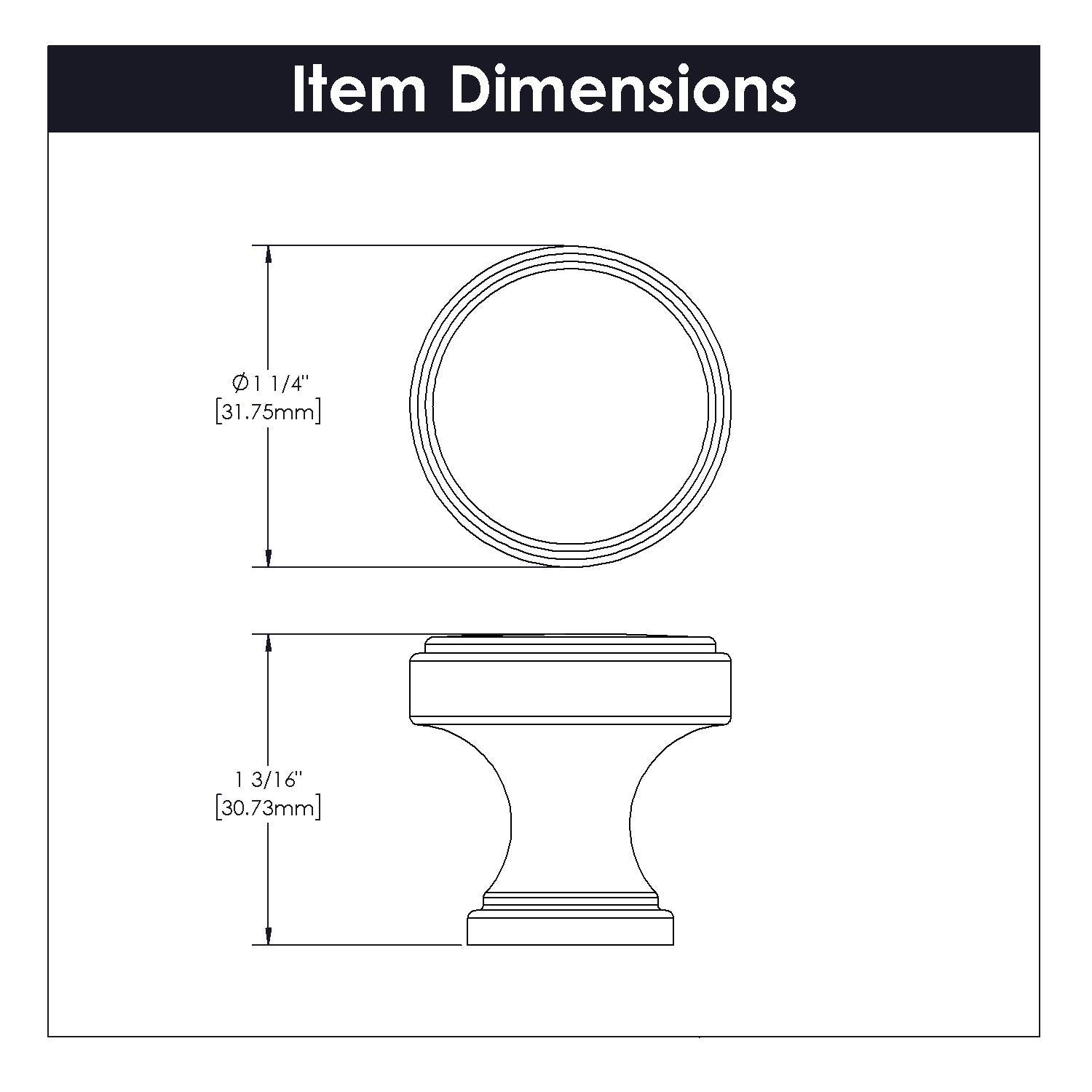 1-1/4 Inch Brownstone Cabinet Knob - Polished Nickel Finish for Kitchen & Bathroom Cabinets, Dressers & Furniture Hardware