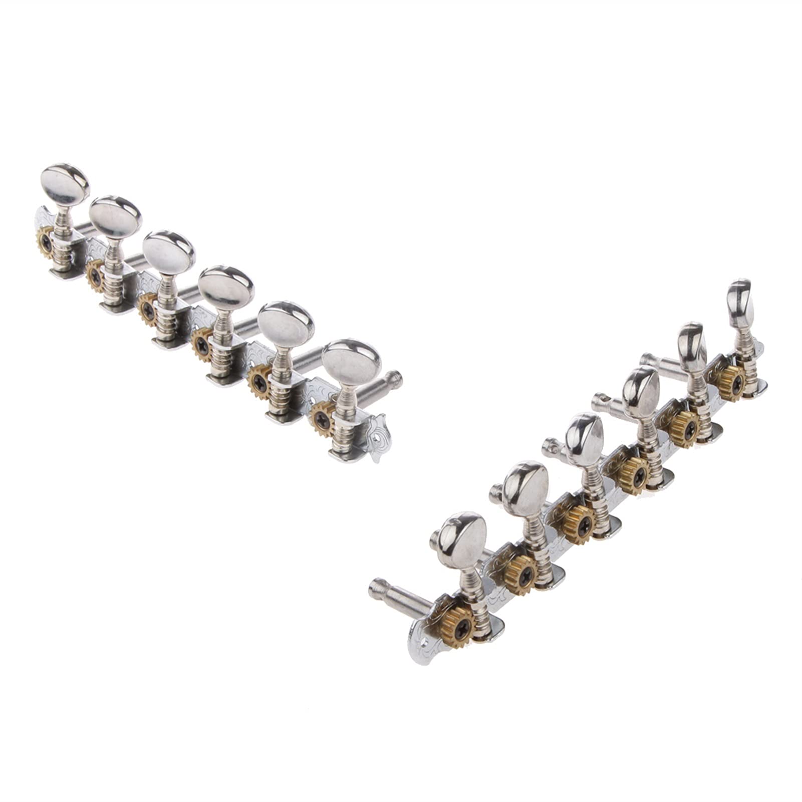 Premium 6L 6R Guitar Tuning Pegs - Silver Machine Heads Tuners for 12 String Acoustic Guitar | Perfect for String Replacement & Instrument Maintenance | Ideal for Musicians, Guitar Techs & DIY Repairs