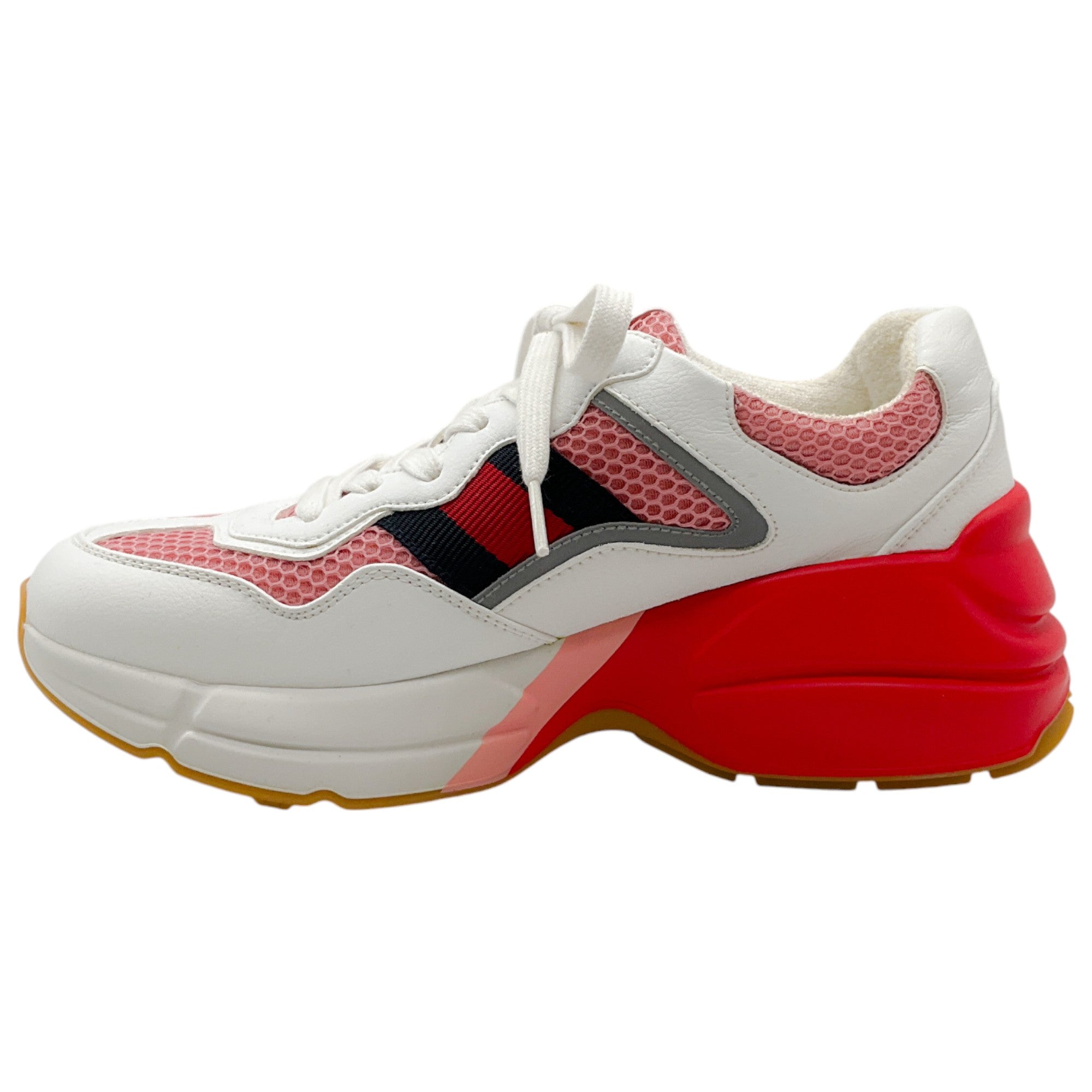 Gucci Rhyton Sneakers for Women - Pink & White Leather Casual Shoes | Fashionable Comfort for Daily Wear, Outings & Street Style