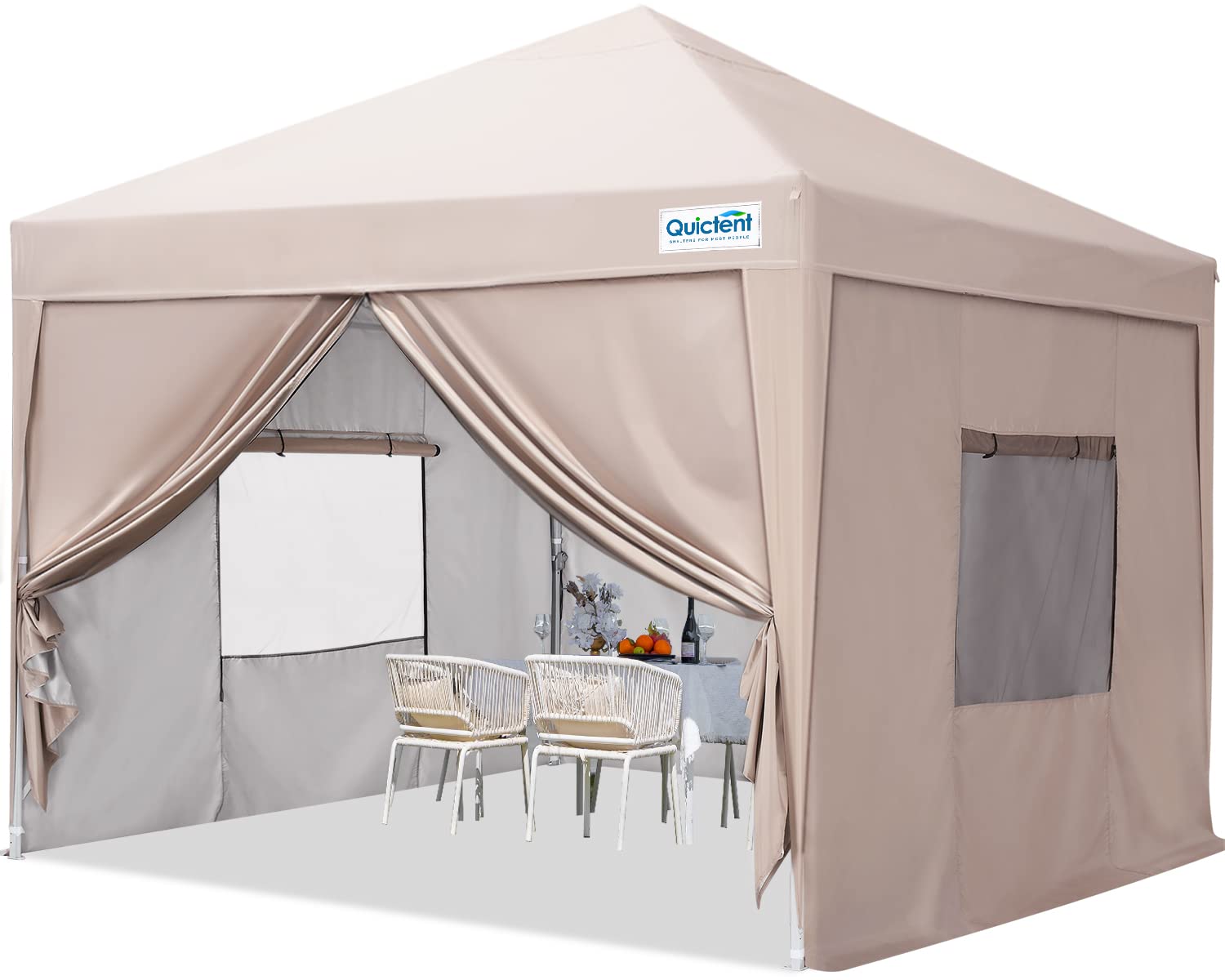 Quictent 10x10 Pop Up Canopy Tent with Sidewalls - Portable Privacy Shelter for Camping, Beach, Picnics & Outdoor Events