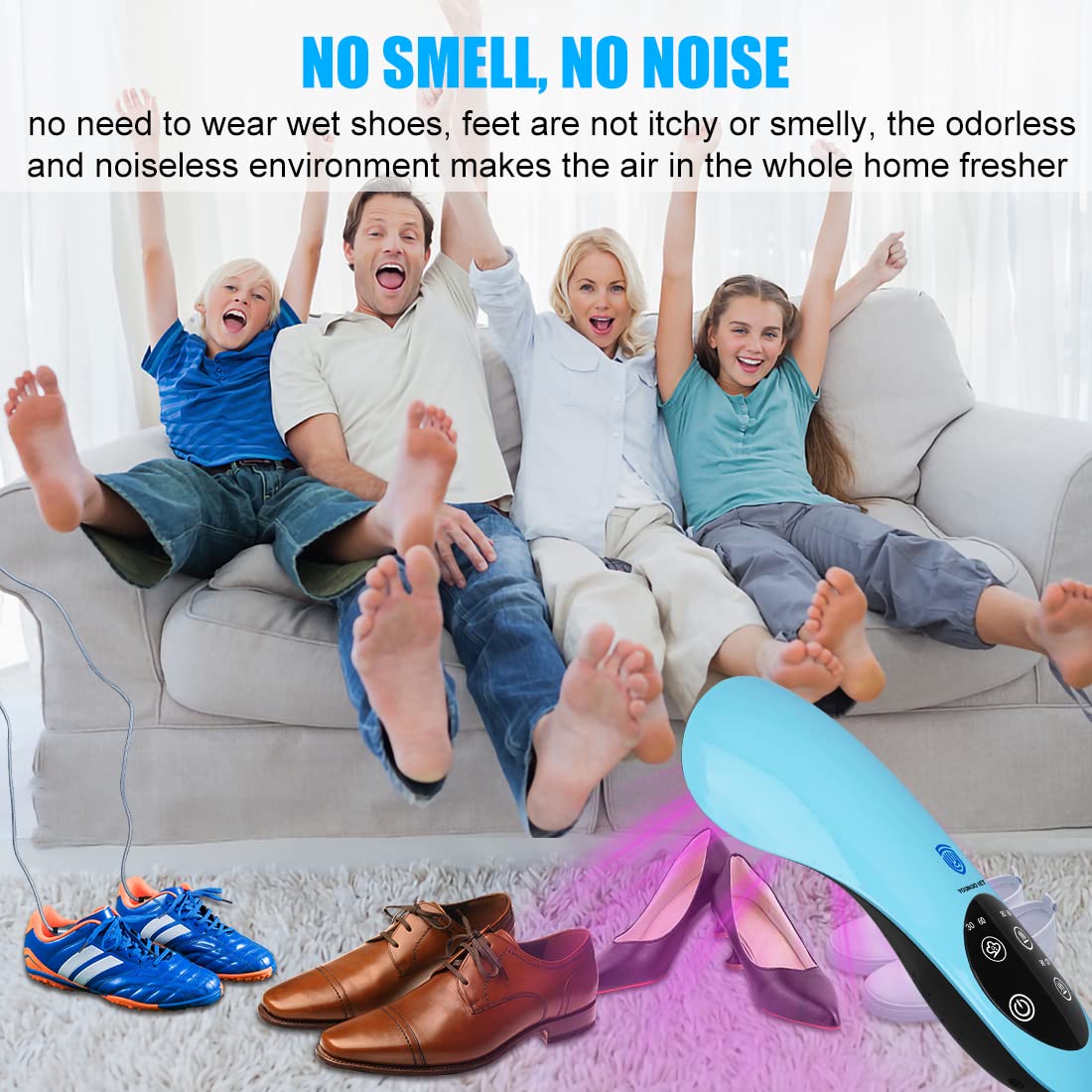 Portable Boot & Shoe Dryer with Timer - Noiseless Electric Shoe Deodorizer for Ski Boots, Work Boots & Athletic Shoes - Eliminates Moisture & Bad Odor - Perfect for Winter Sports, Gym & Outdoor Activities