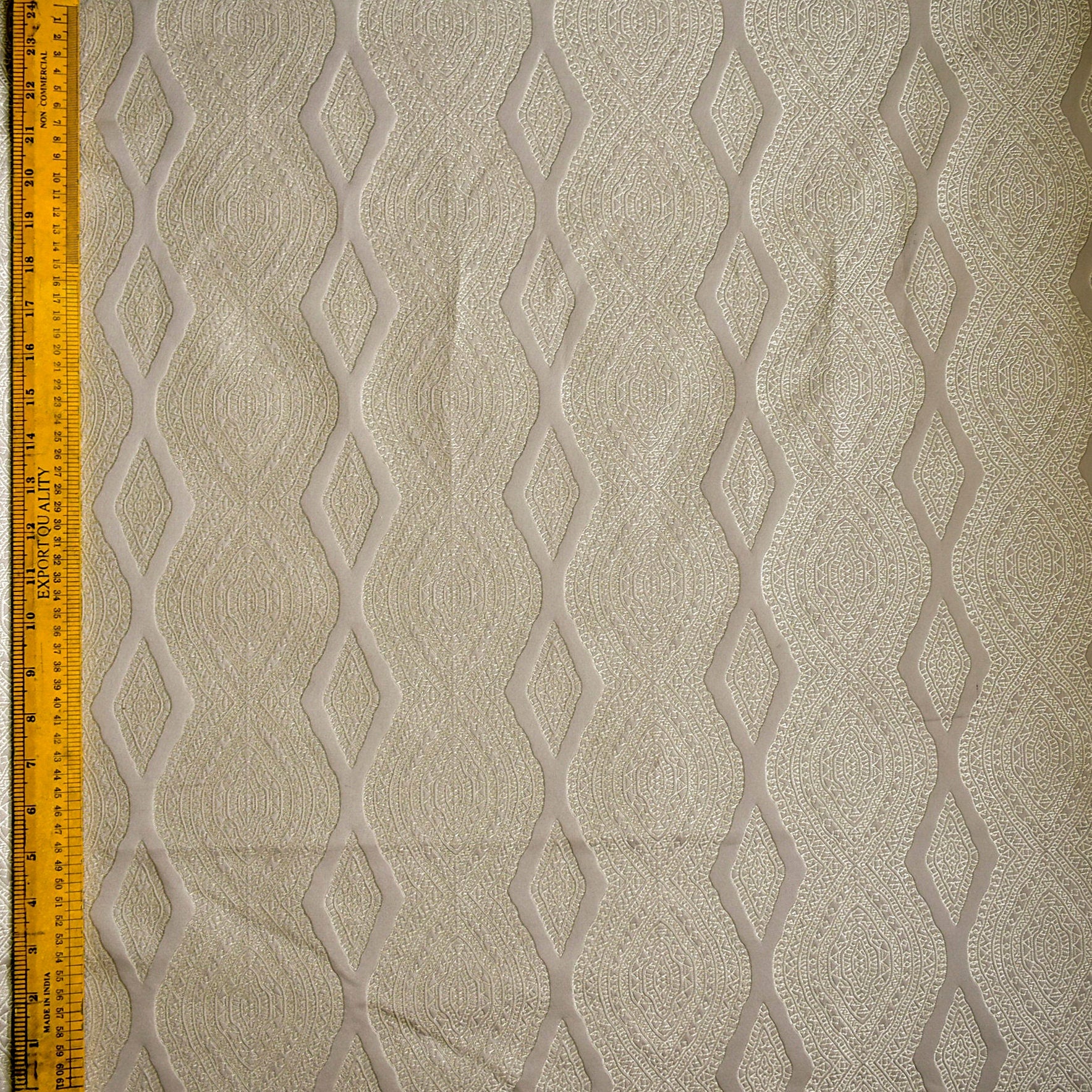 Beige Geometric Embroidered Viscose Curtain Panels for Living Room, Bedroom & Dining Room - Elegant Woven Window Drapes for Home Decor