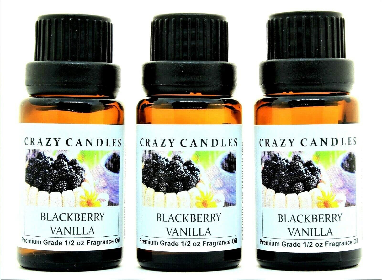 Premium BlackBerry Vanilla Scented Fragrance Oil - 3 Pack (1/2 FL Oz/15ml Each) - Aromatherapy, Candle Making & Home Diffuser Essential Oil for Relaxation & Stress Relief