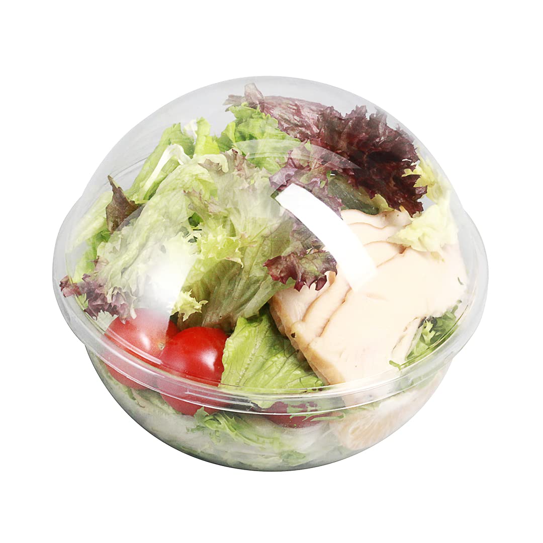50-Pack Thermo Tek 21oz Clear Plastic Salad Containers with Airtight Dome Lids | Disposable Food Storage Bowls | Lightweight & Leakproof | Keep Salads & Meals Fresh | Perfect for Meal Prep, Takeout, Restaurants & Catering