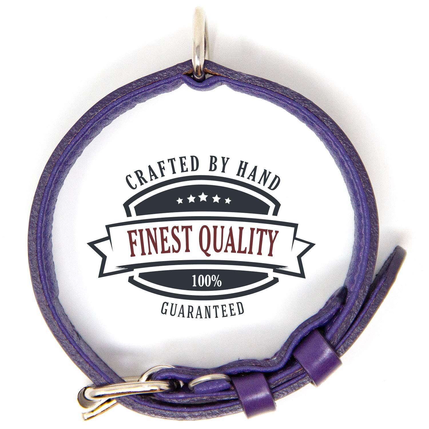 Premium Genuine Leather Dog Collar for Small Dogs - Soft Padded Full Grain Leather Pet Collar with Adjustable Buckle (Purple, Small) - Perfect for Daily Walks, Training & Fashion Accessories
