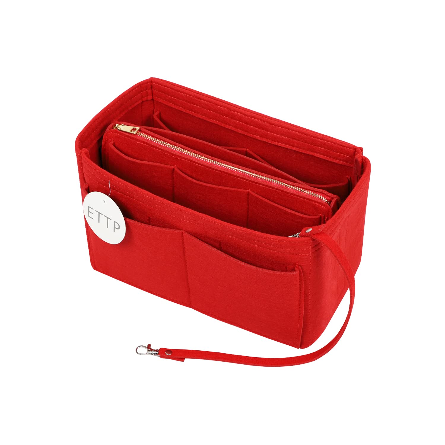 ETTP Felt Purse Organizer Insert with Metal Zipper - Handbag Organizer for Louis Vuitton Speedy, Neverfull & Large Totes - 7 Colors & 5 Sizes - Perfect for Travel, Work & Daily Organization