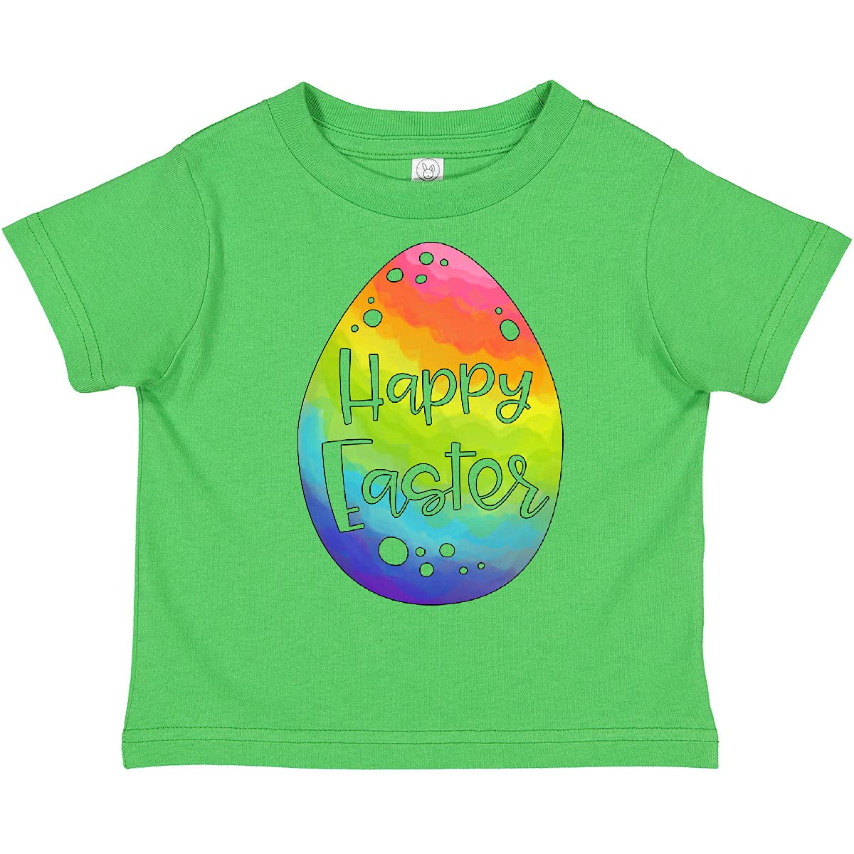 Inktastic Happy Easter Rainbow Easter Egg Toddler T-Shirt - Cute Easter Outfit for Boys & Girls - Soft Cotton Kids Tee for Easter Egg Hunt, Spring Party & Family Photos