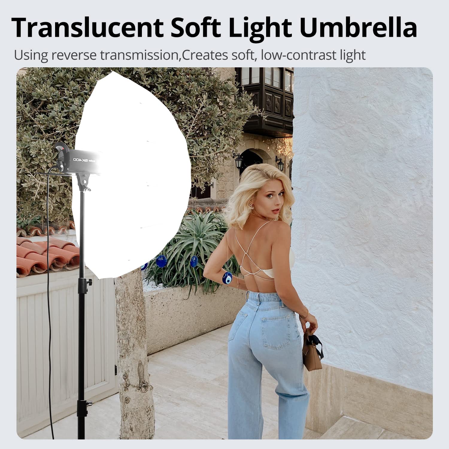 AMBITFUL UB-130S 51-inch Professional Photography Umbrella - 130cm Parabolic Silver Reflective Studio Light Modifier with Diffuser Cover - Perfect for Portrait, Product & Studio Photography (UB-130S)