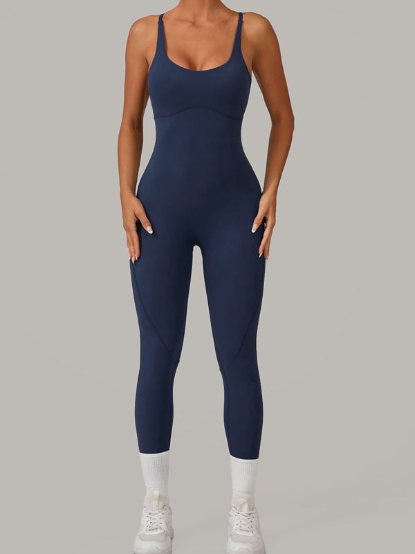 ZASUWA Women's Sexy Cross Back Push Up Jumpsuit - Stretchy Bodycon Romper for Date Night & Club Wear