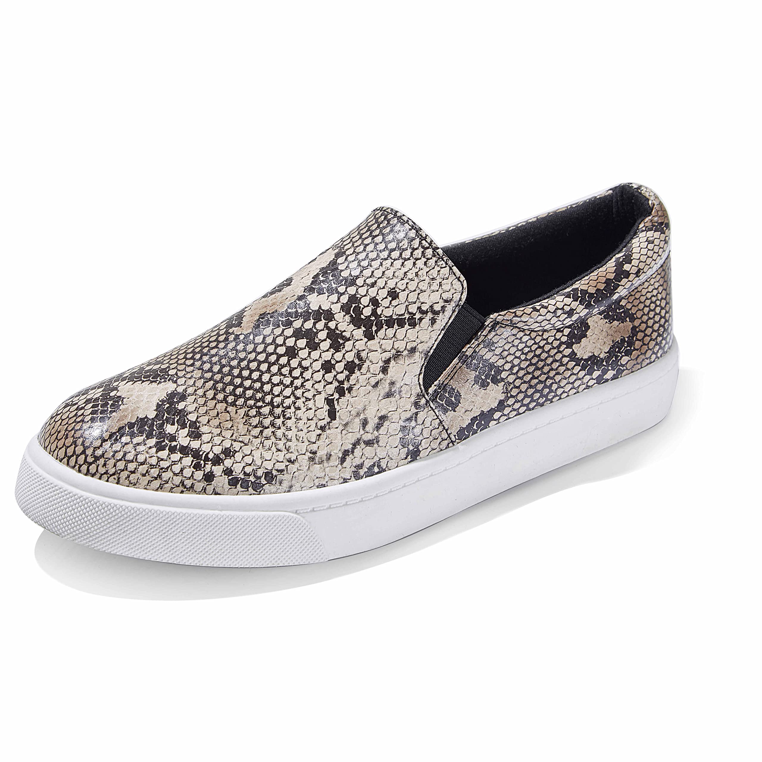 DailyShoes Platform Slip-on Sneakers for Women - Round Toe Low Cut Thick Sole Comfortable Ballet Flats - Perfect for Walking, Work, Casual Wear & Skateboarding