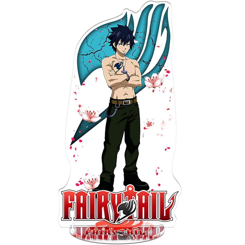 Fairy Tail Anime Standing Figure - Clear Desk Decoration Stand with Miniature Action Figure - Perfect for Office, Home, and Anime Collection Displays