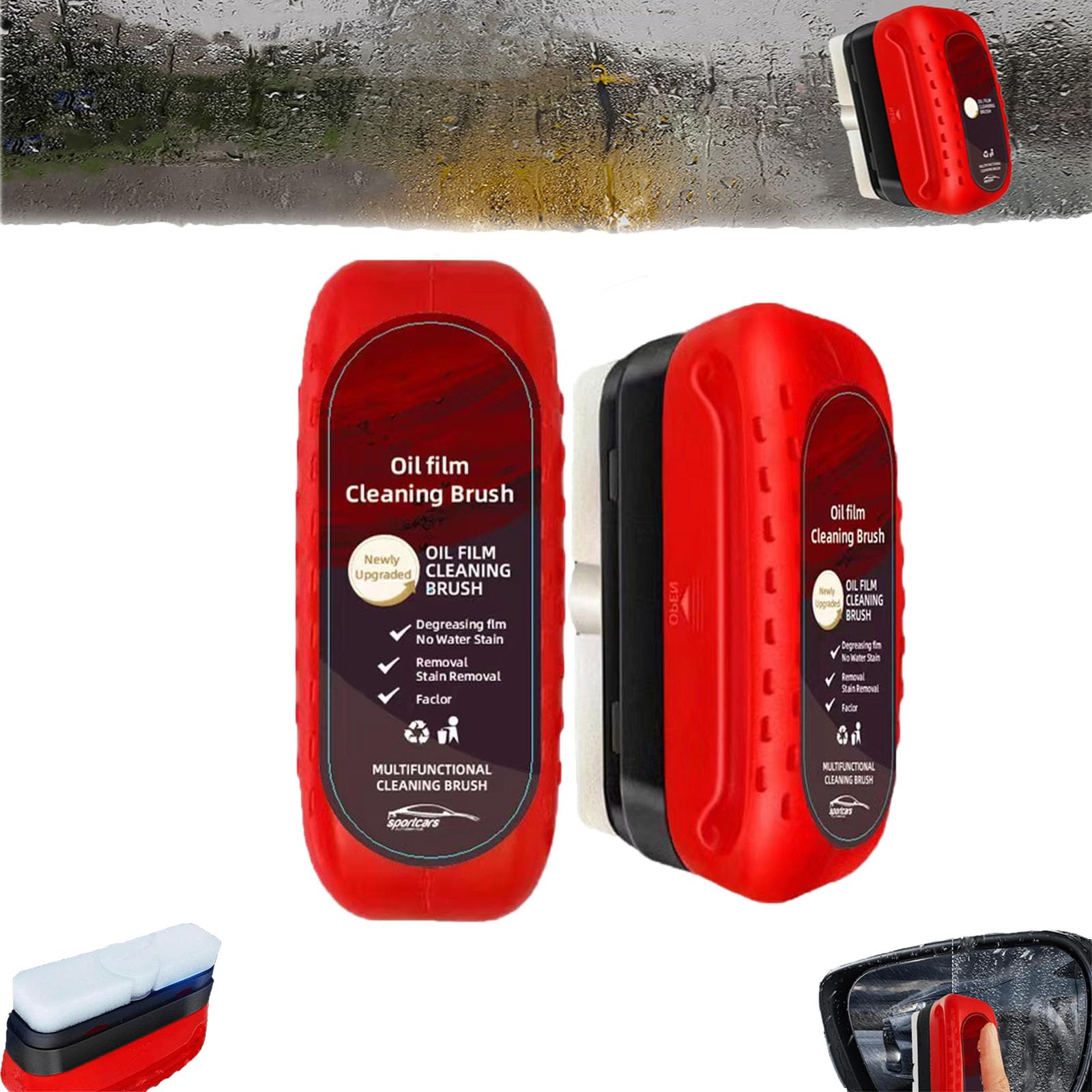 Dodorado Glass Cleaner and Windscreen Cleaner Set - 2PCS Automotive Oil Film Cleaning Brush for Car Windows, Mirrors, and Home Glass Surfaces - Perfect for Car Detailing and Household Cleaning