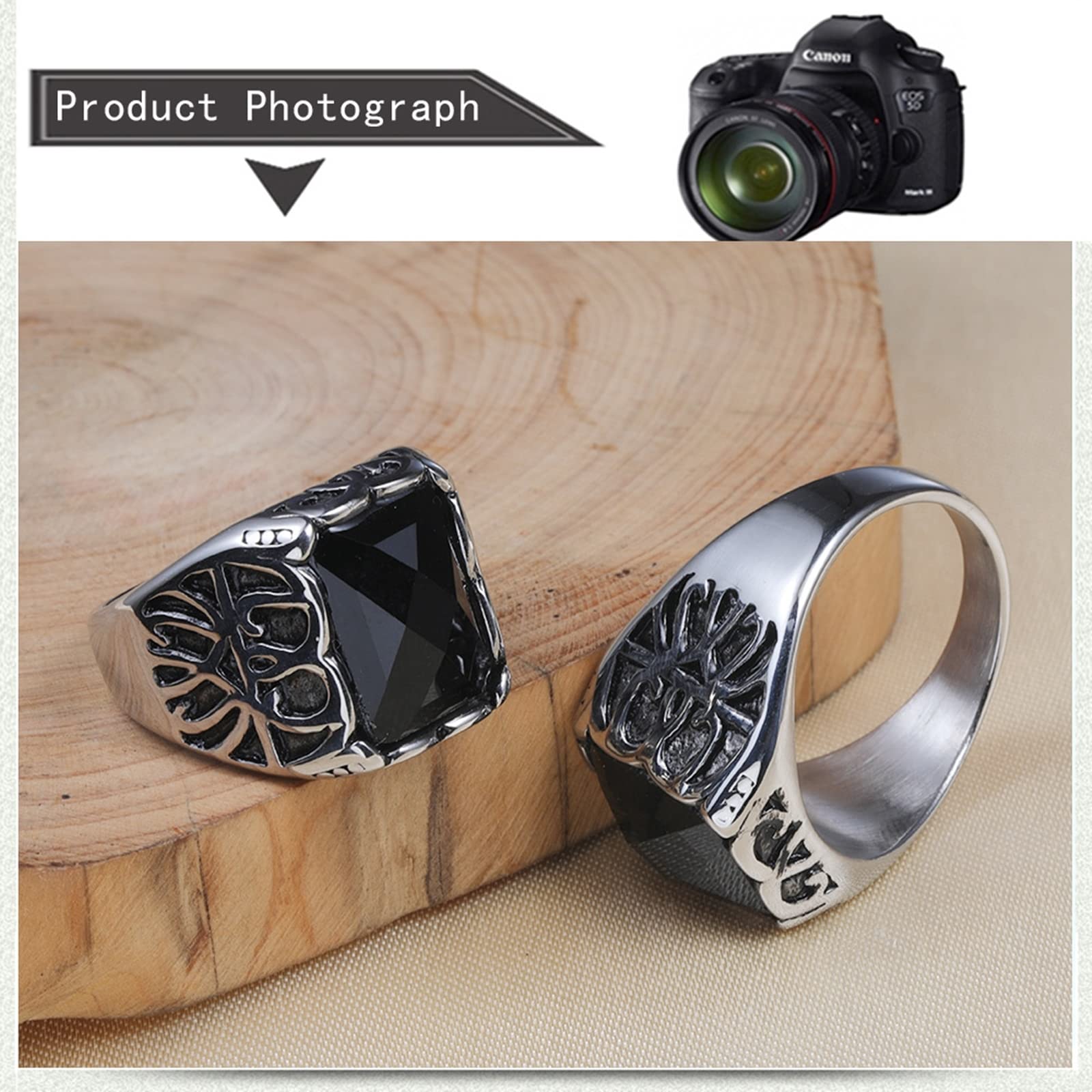 Stylish Men's Stainless Steel Rings with Black Stone - Trendy Fashion Jewelry Gift for Him & Her - Perfect for Weddings, Anniversaries, and Everyday Wear