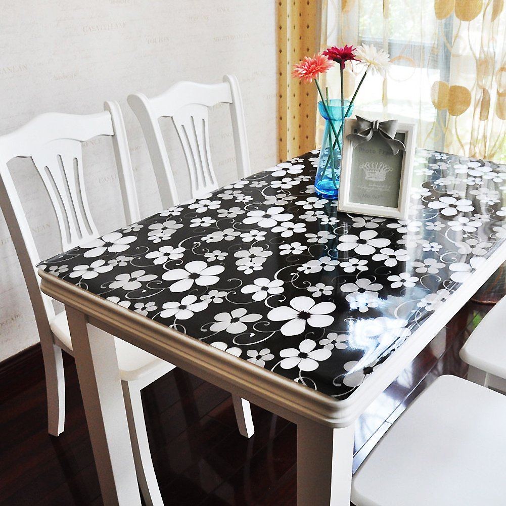Waterproof PVC Tablecloth - Stain Resistant Soft Glass Table Mat for Coffee & Rectangle Tables (60x120cm/24x47in) - Perfect for Dining, Parties & Outdoor Use