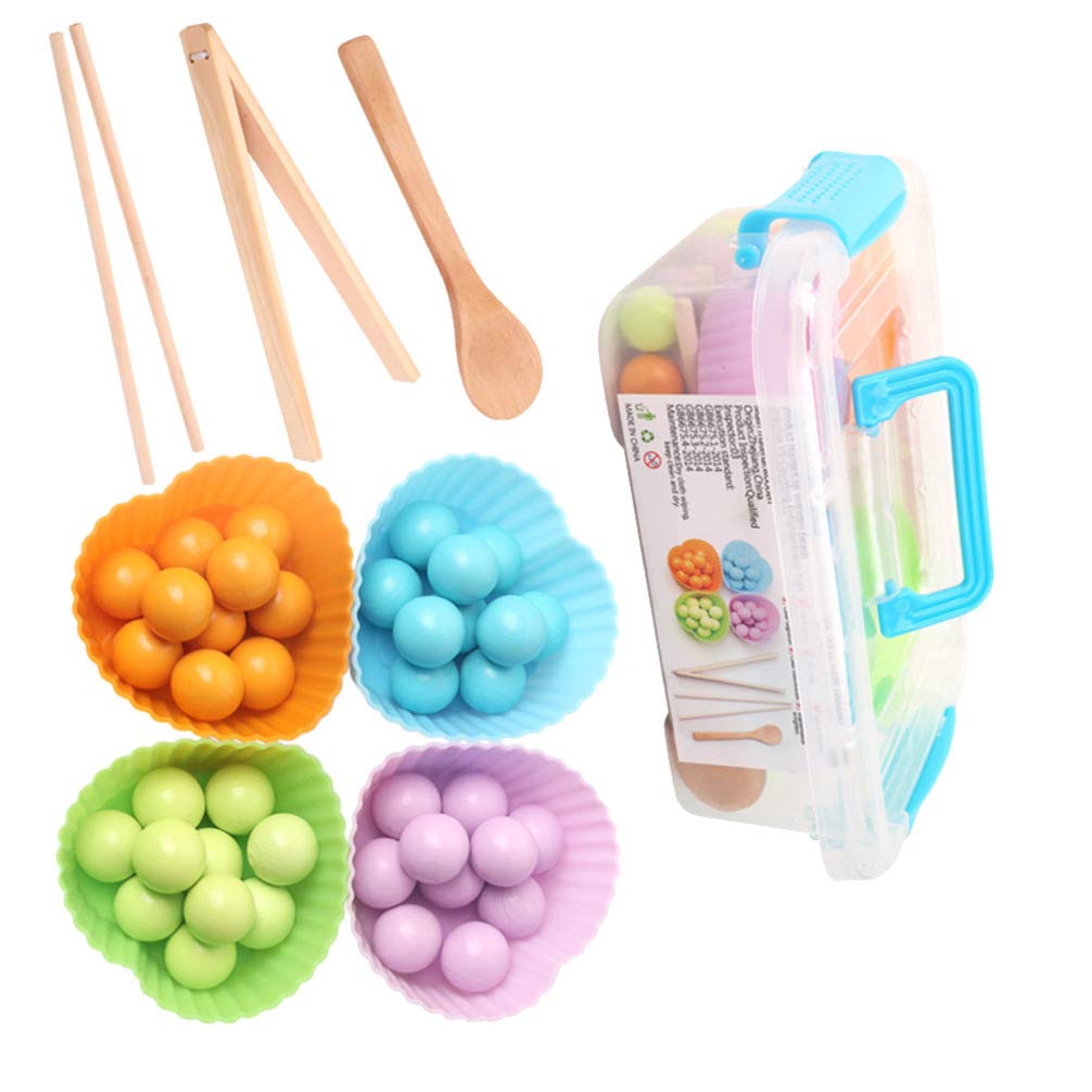 Wooden Clip Beads Counting Game Set - Montessori Math Learning Toys for Toddlers & Kids - Fine Motor Skills, Color Sorting & Early Education Activity - Perfect for Preschool Classroom or Homeschool Play