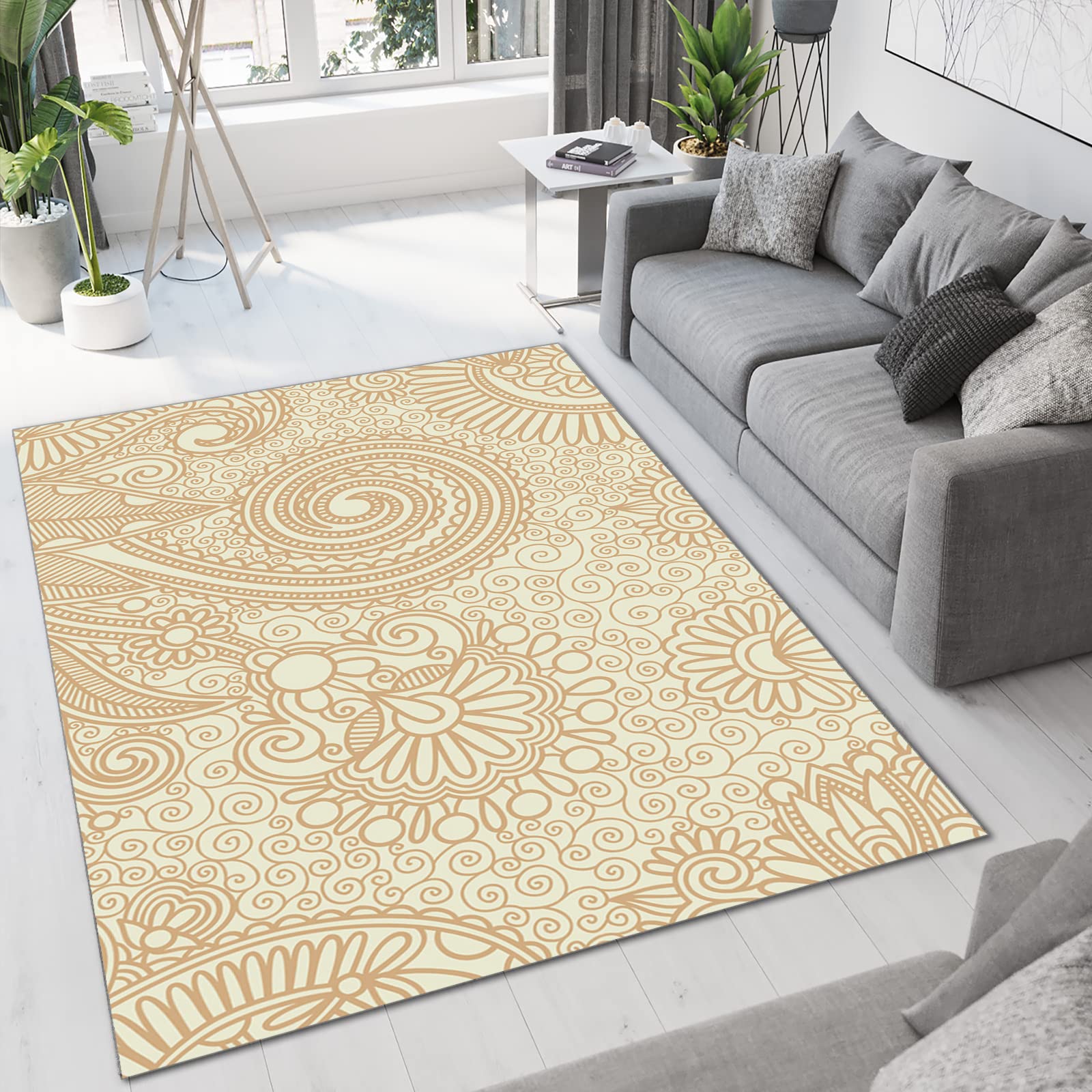 Soft Fluffy Area Rug 4x5ft - Plush Decorative Carpet for Living Room, Bedroom, Study & Dining Room | Cozy Home Decor, Easy to Clean & Portable | Perfect for Family Gatherings & Relaxation
