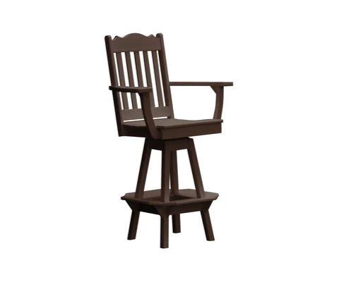 A & L Furniture Royal Swivel Bar Chair with Arms - Modern Counter Height Stool for Kitchen Island, Home Bar & Dining Room - Comfortable Upholstered Seat with 360° Rotation