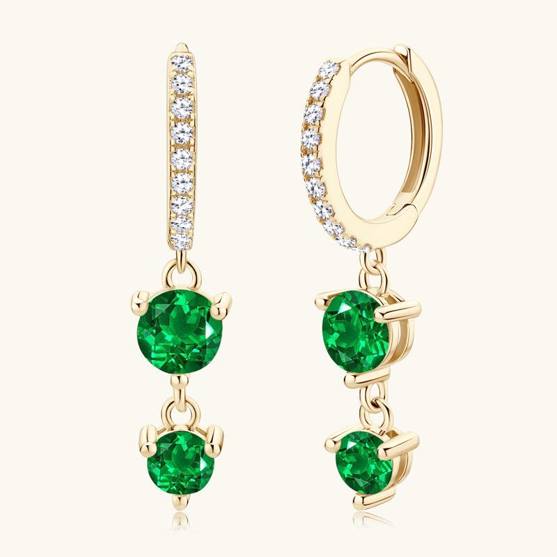 Exquisite Pavé Emerald Drop Earrings for Women – 14K Gold Plated Elegant Dangle Earrings | Perfect for Weddings, Parties & Special Occasions