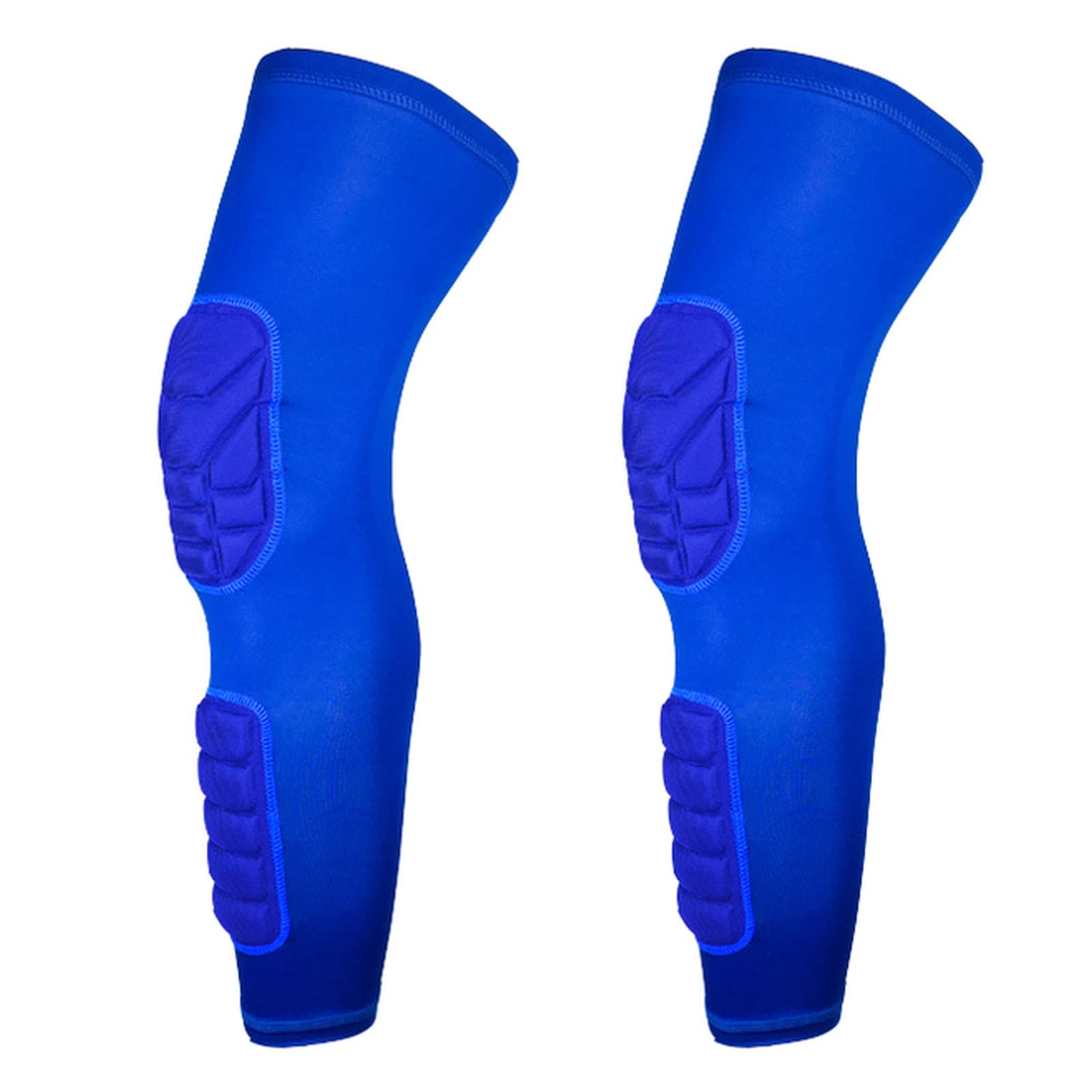 Qingmutech Honeycomb Knee Pads for Teens & Adults - Breathable Basketball Leg Sleeves, Anti-Slip Gym Knee Protectors with Custom Logo (Blue, Size S) - Perfect for Sports, Workouts & Outdoor Activities