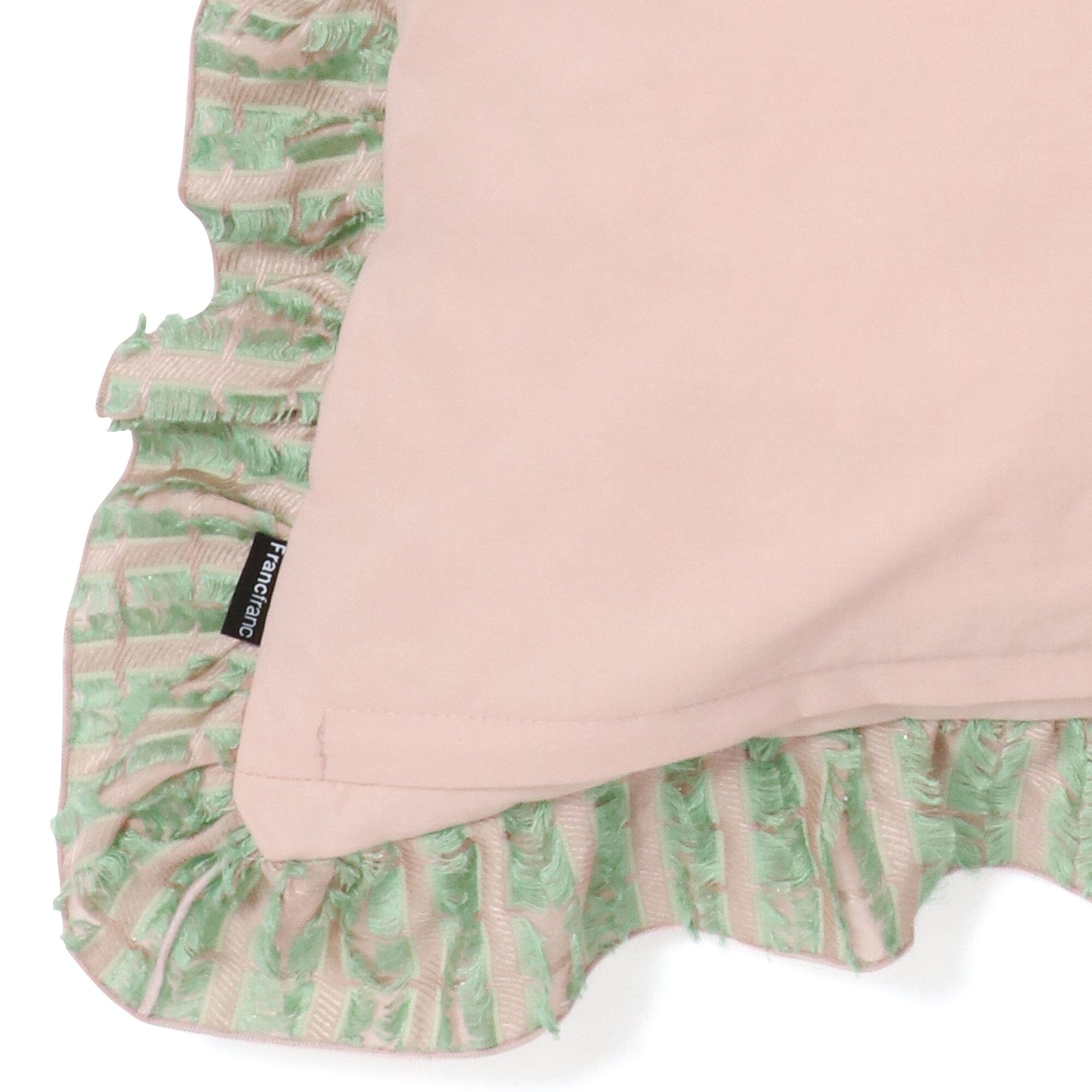 Jq Frill Cushion Cover 18x18 Inches - Soft Pink & Light Green Decorative Pillow Case for Sofa, Bed, Chair - Home Decor, Living Room, Bedroom Accessories
