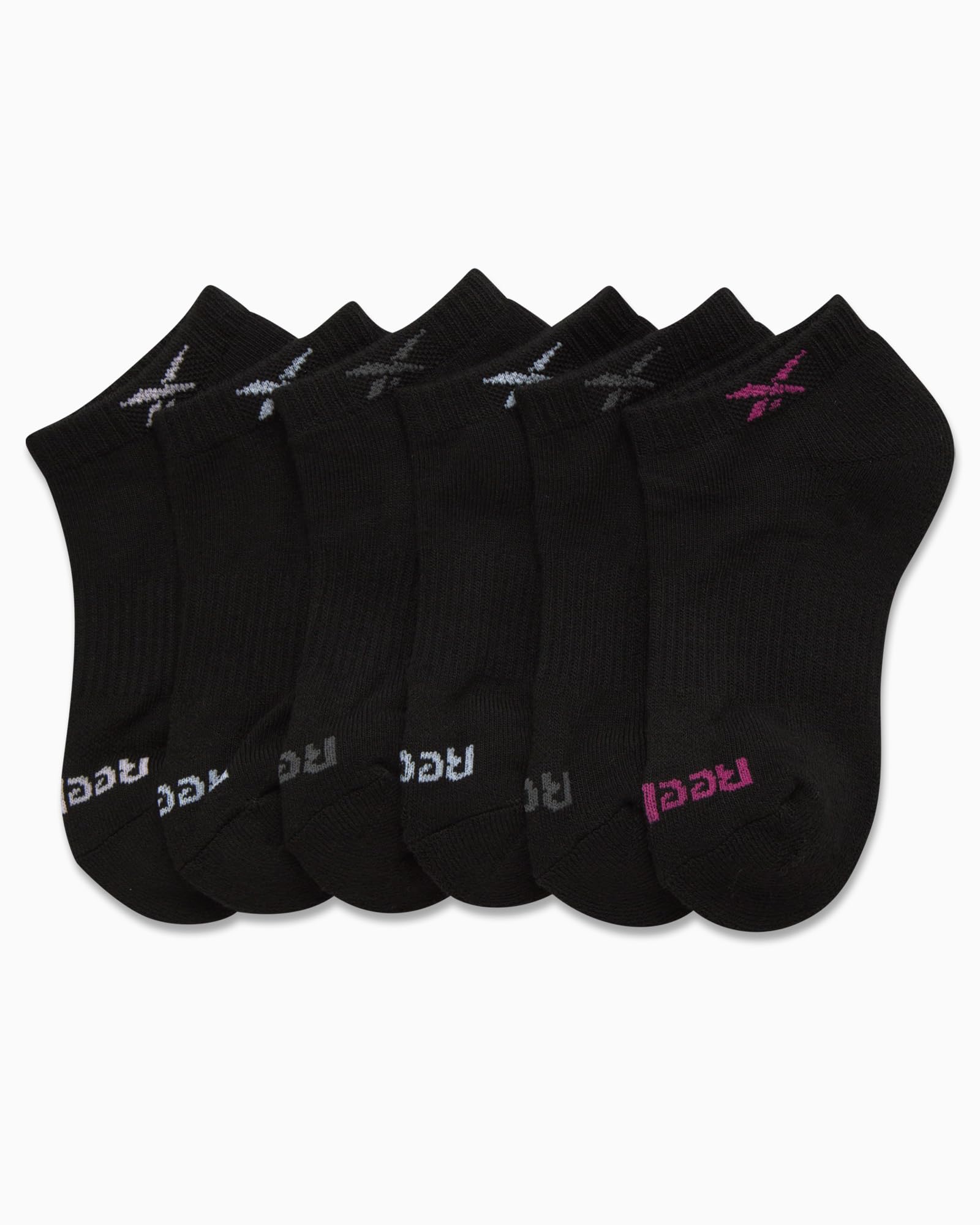 Reebok Girls' Low Cut No Show Socks 6-Pack - Performance Cushion Athletic Socks for Running, Tennis & School - Breathable Comfort for Active Kids