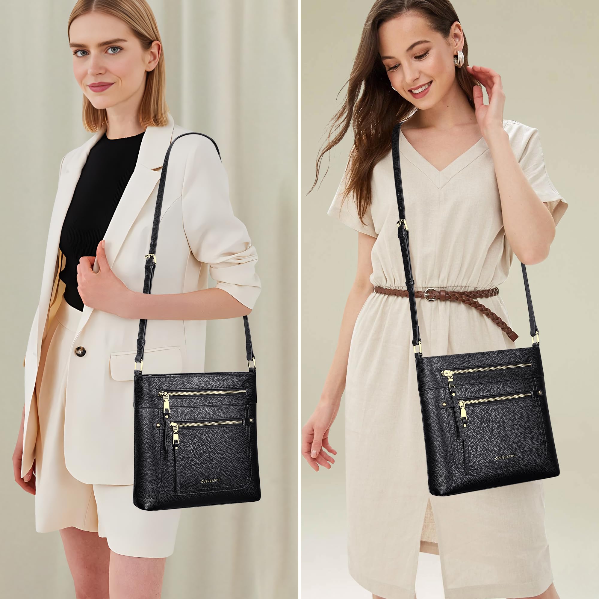 Stylish Leather Crossbody Bags for Women - Multi-Pocket Fashion Purse with Adjustable Strap - Perfect for Travel, Shopping & Everyday Use