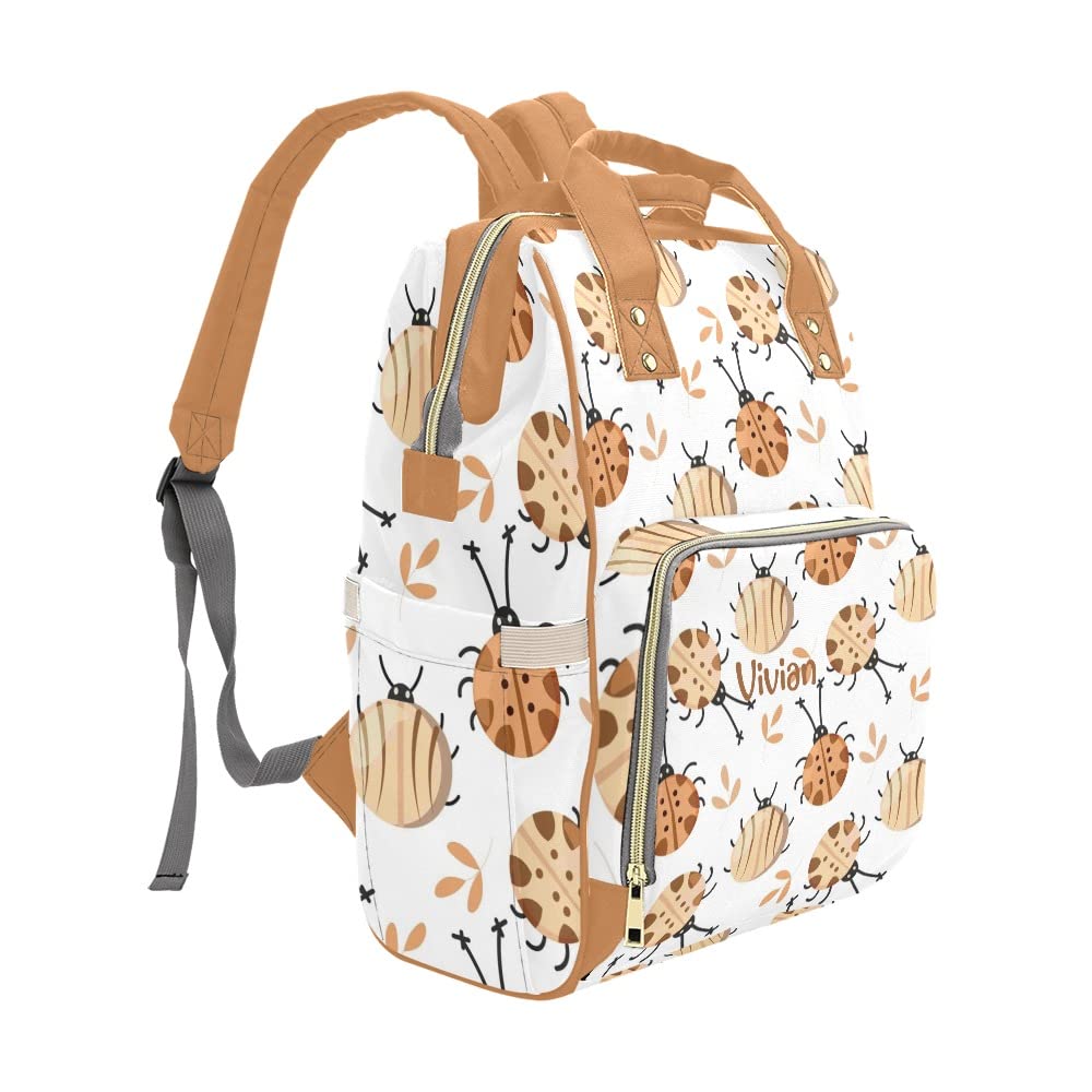 Personalized Brown Animal Print Diaper Backpack for Women & Girls - Custom Name Travel Bag, Tote & Knapsack for Moms, Baby Essentials & On-the-Go Lifestyle