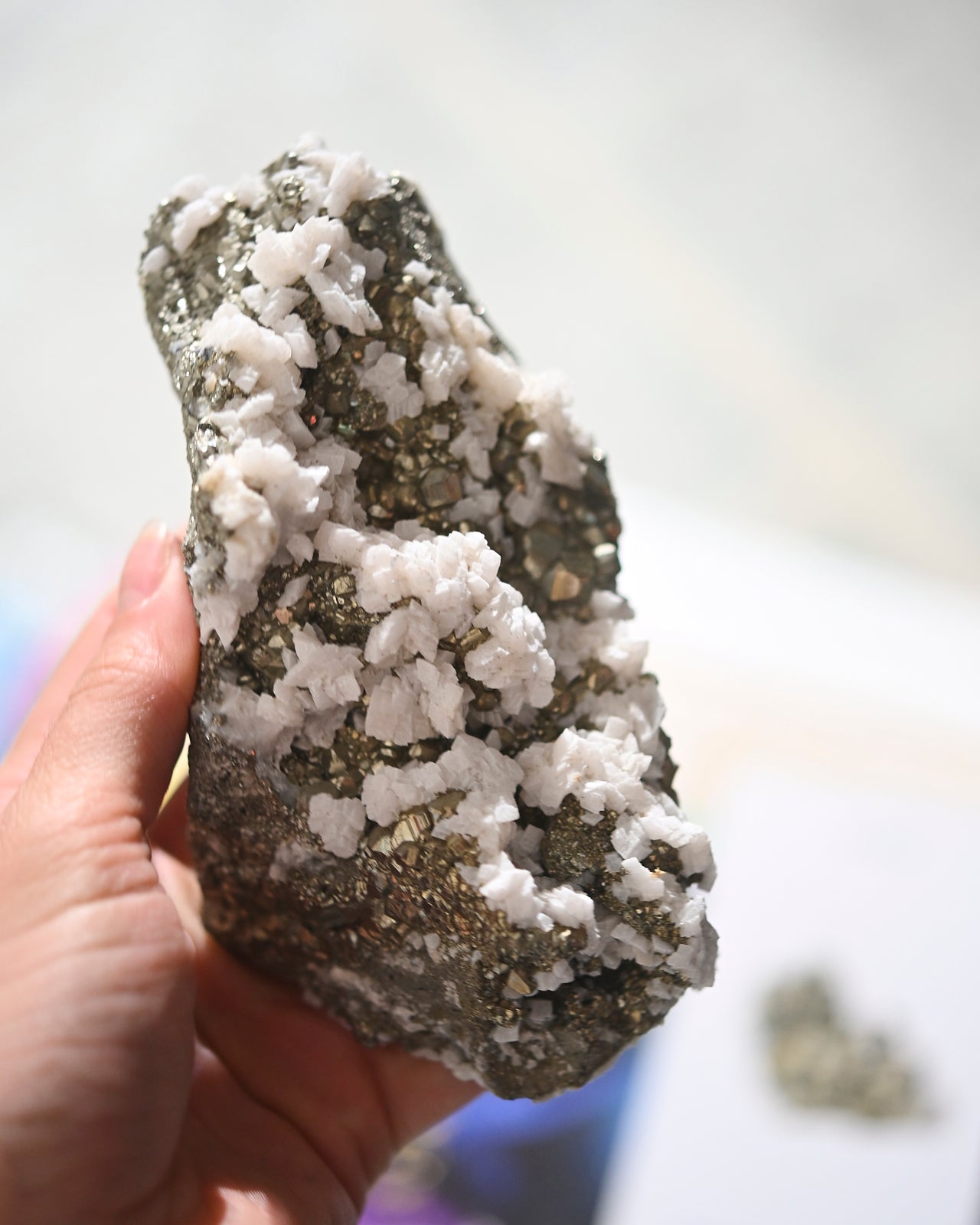 Natural Pyrite and Calcite Crystal Cluster - Raw Mineral Specimen for Home Decor, Meditation & Healing | Feng Shui, Gift Idea, Collection Display